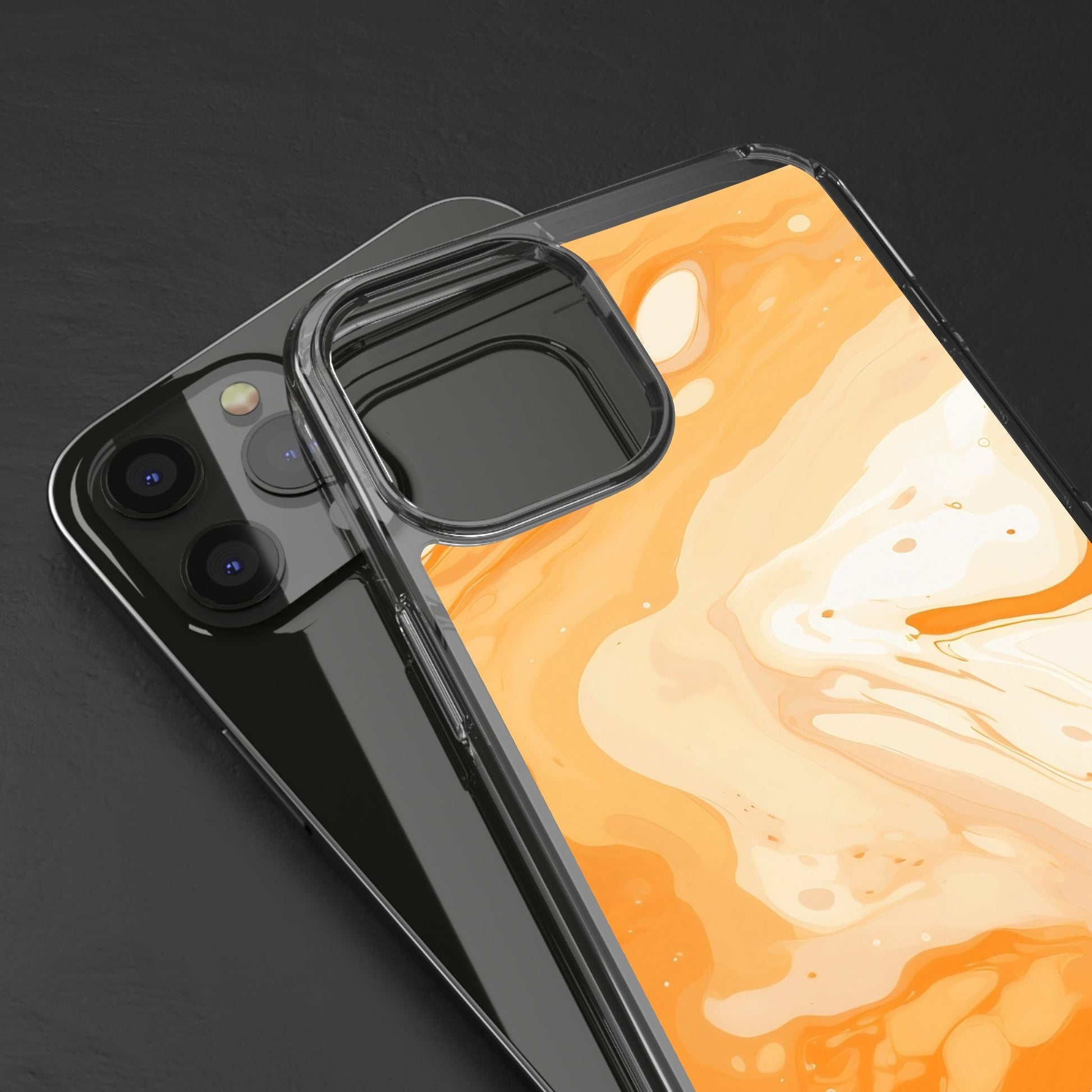 Orange and White Marble Clear Case, Artsulli - Art is Long, Life is Short, Phone Case, , , , , , , 