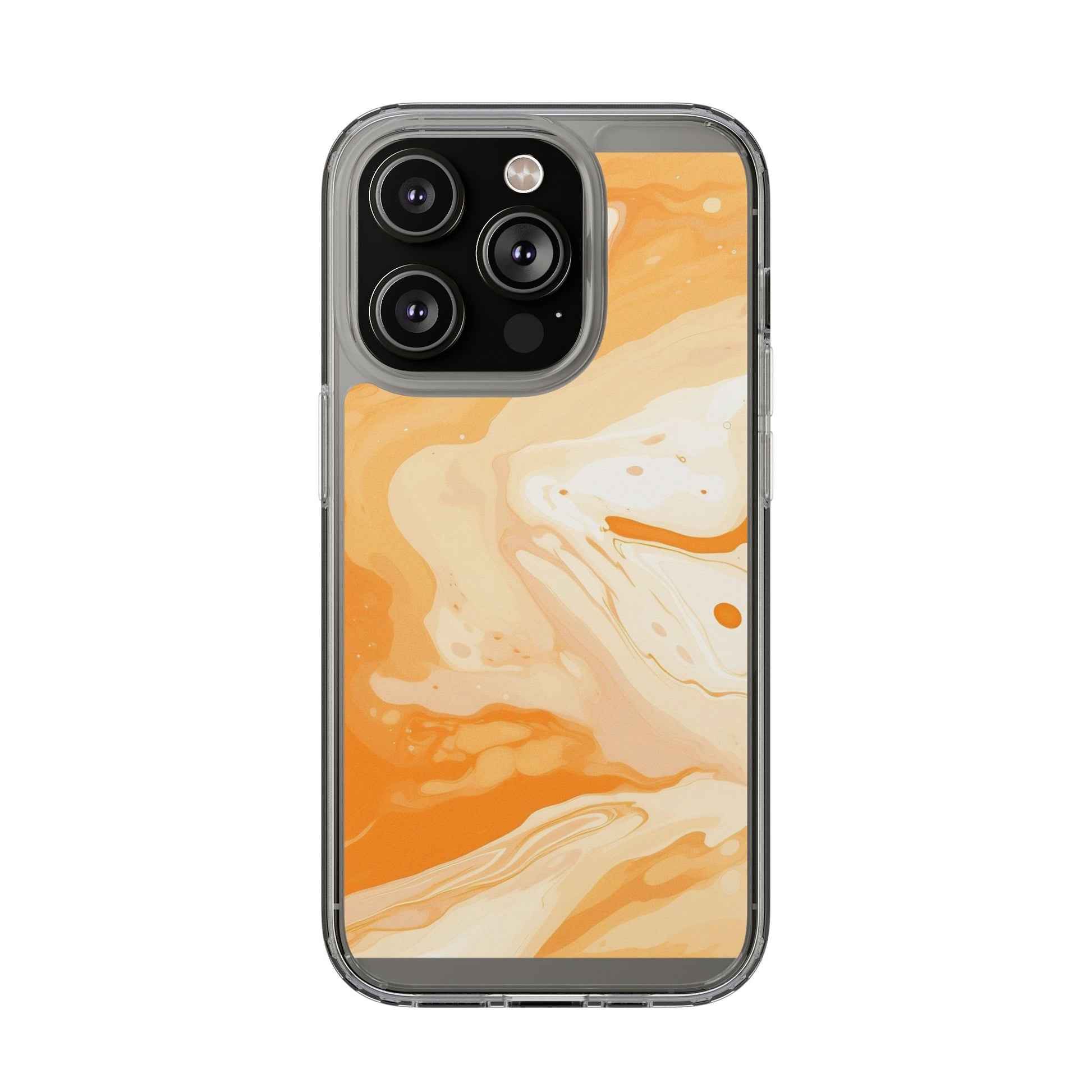 Orange and White Marble Clear Case, Artsulli - Art is Long, Life is Short, Phone Case, Size, iPhone 14 Pro, Surface, Without gift packaging, , , 24023646726754017726