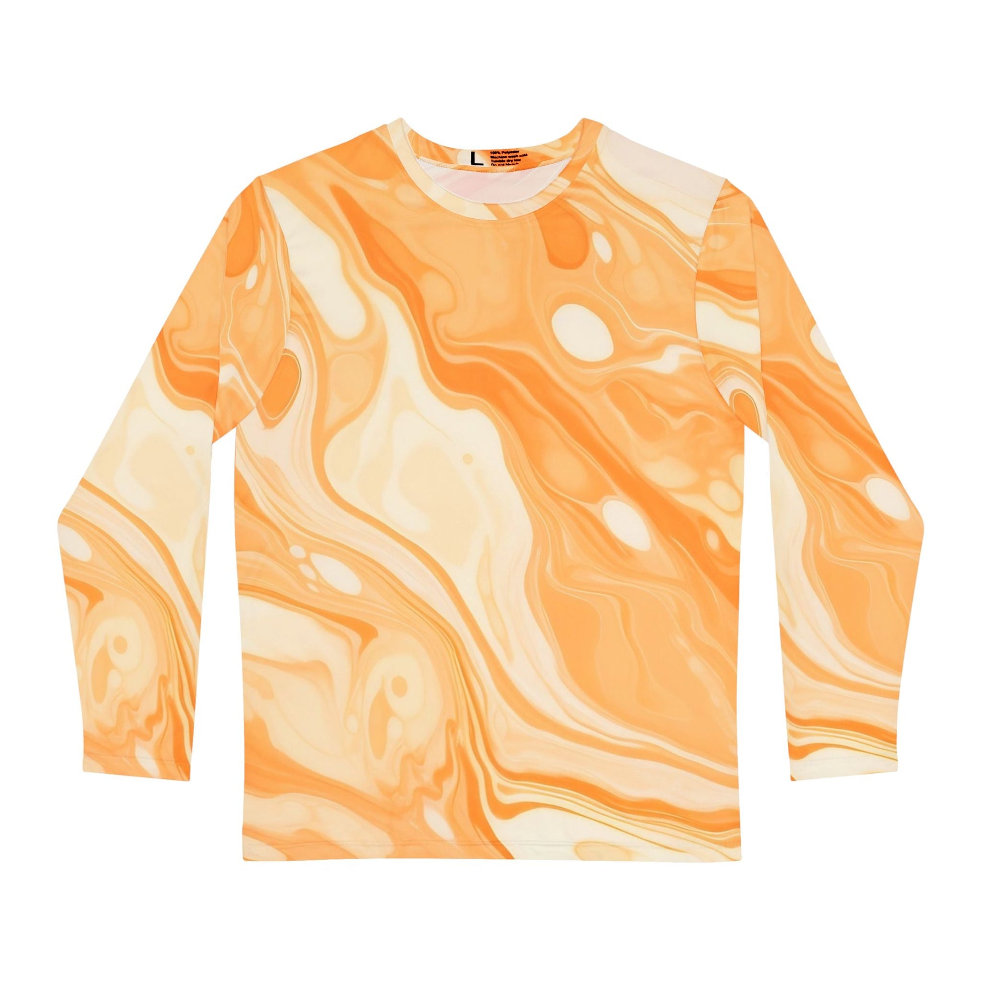 Orange and White Marble Long Sleeve Tee, Artsulli - Art is Long, Life is Short, All Over Prints, Size, XS, , , , , 15181969131931705610