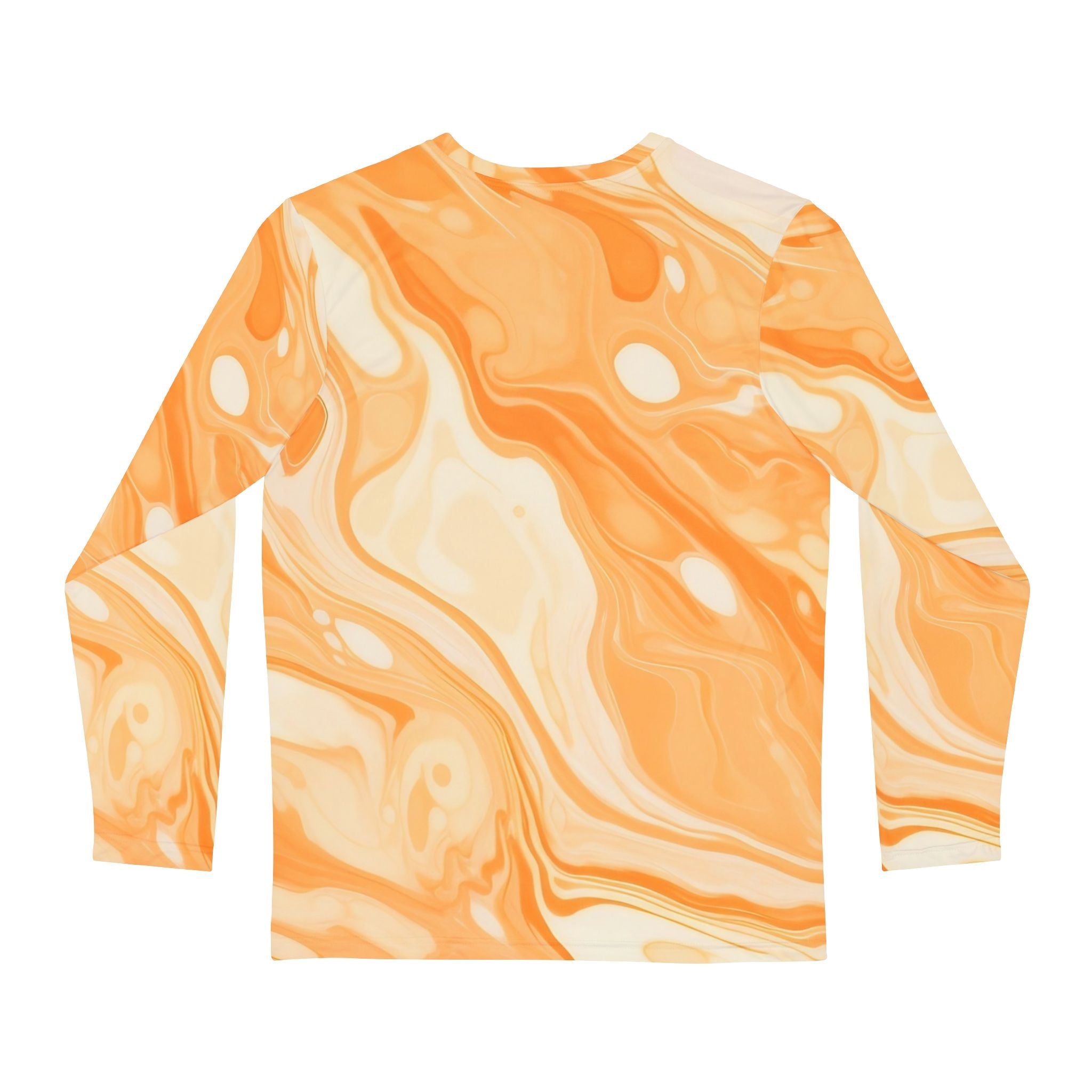 Orange and White Marble Long Sleeve Tee, Artsulli - Art is Long, Life is Short, All Over Prints, , , , , , , 