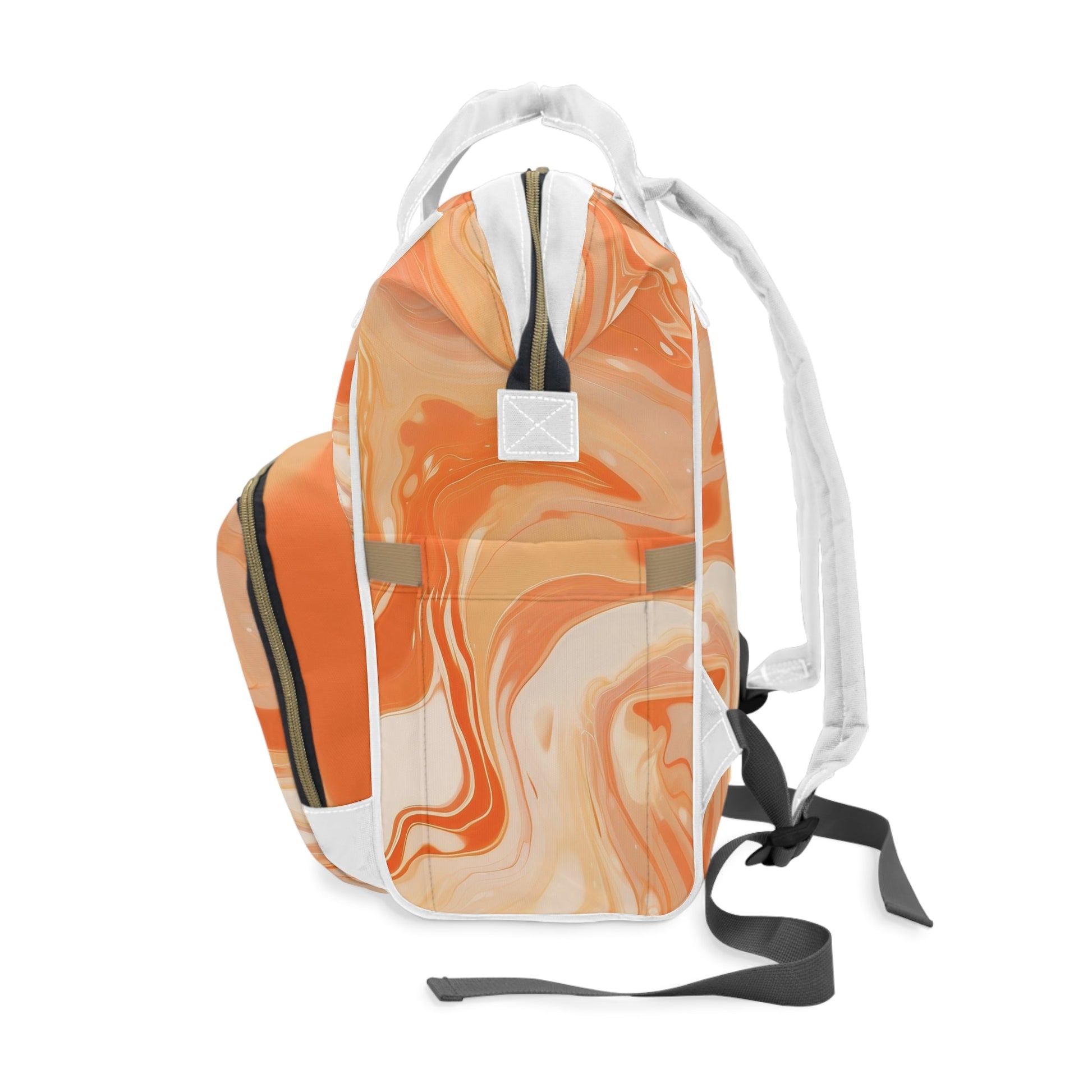 Orange and White Marbled Diaper Backpack, Artsulli - Art is Long, Life is Short, Bags, , , , , , , 