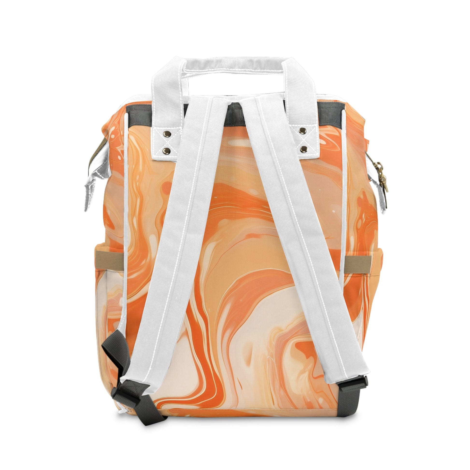 Orange and White Marbled Diaper Backpack, Artsulli - Art is Long, Life is Short, Bags, , , , , , , 