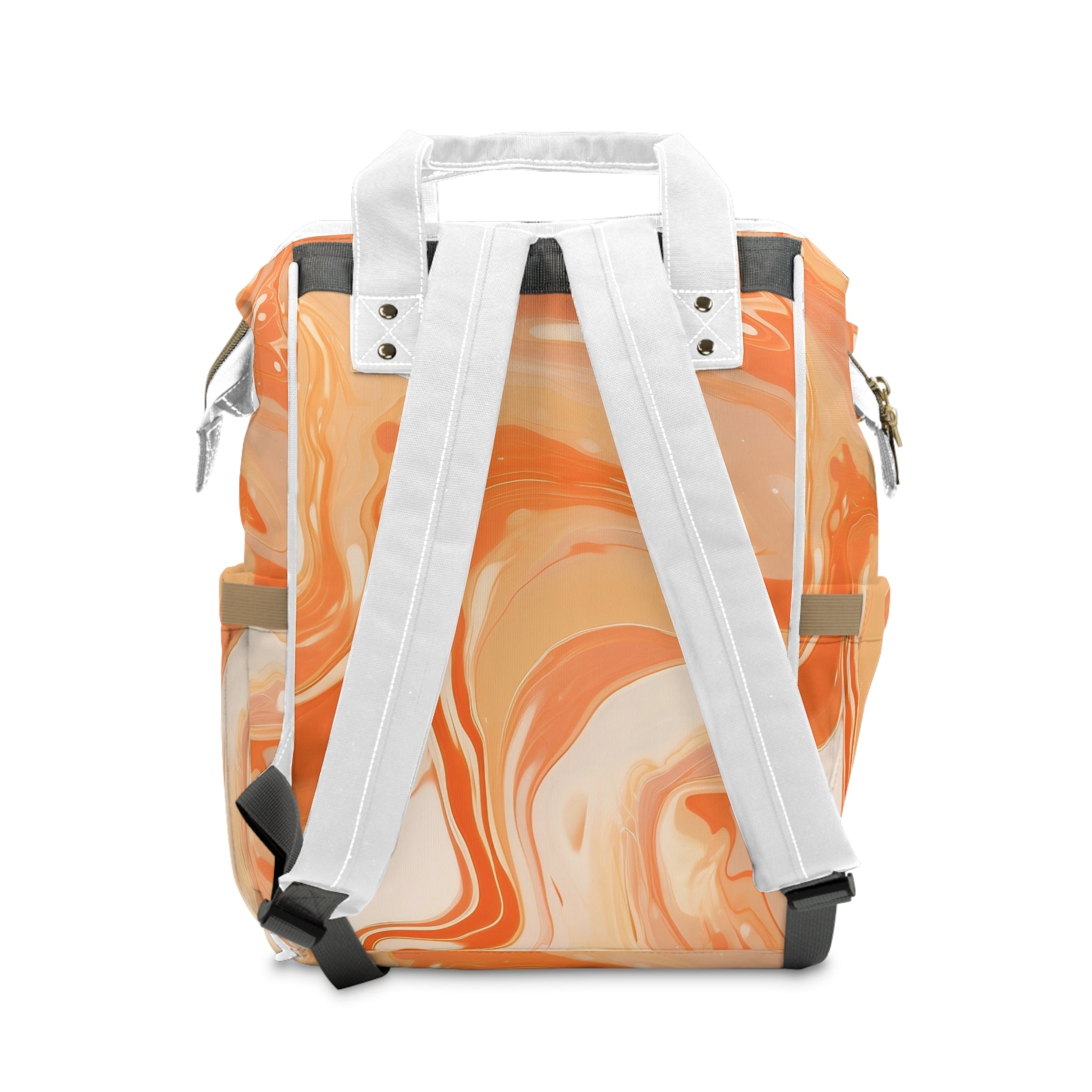 Orange and White Marbled Diaper Backpack, Artsulli - Art is Long, Life is Short, Bags, , , , , , , 