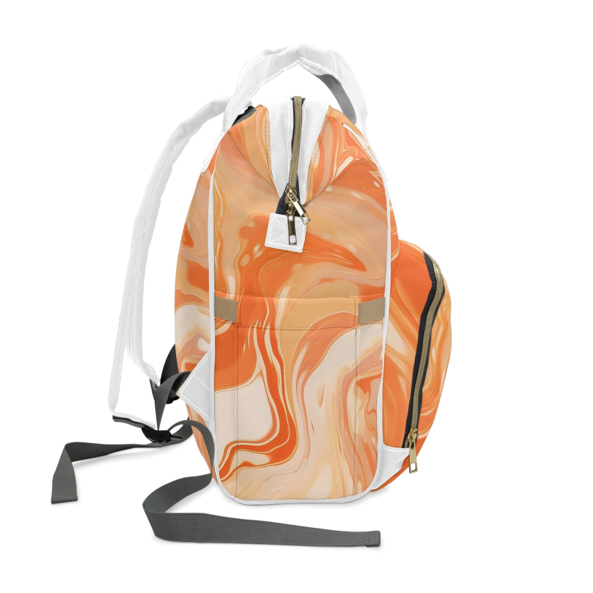 Orange and White Marbled Diaper Backpack, Artsulli - Art is Long, Life is Short, Bags, , , , , , , 