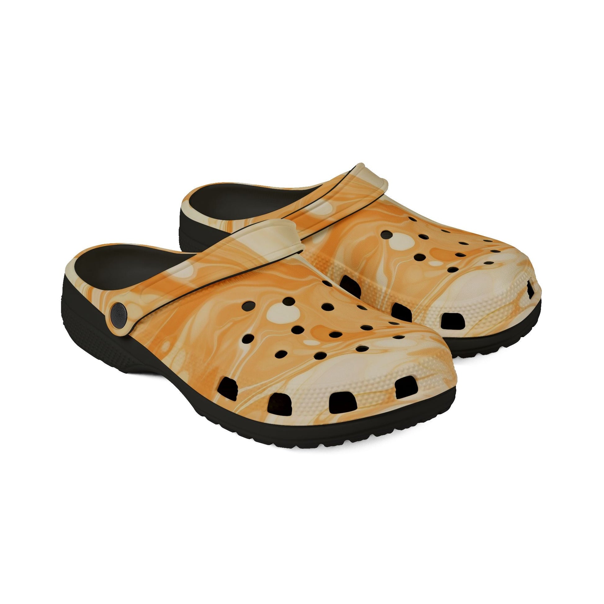 Printify Orange and White Marbled EVA Foam Crocs Clogs 2025