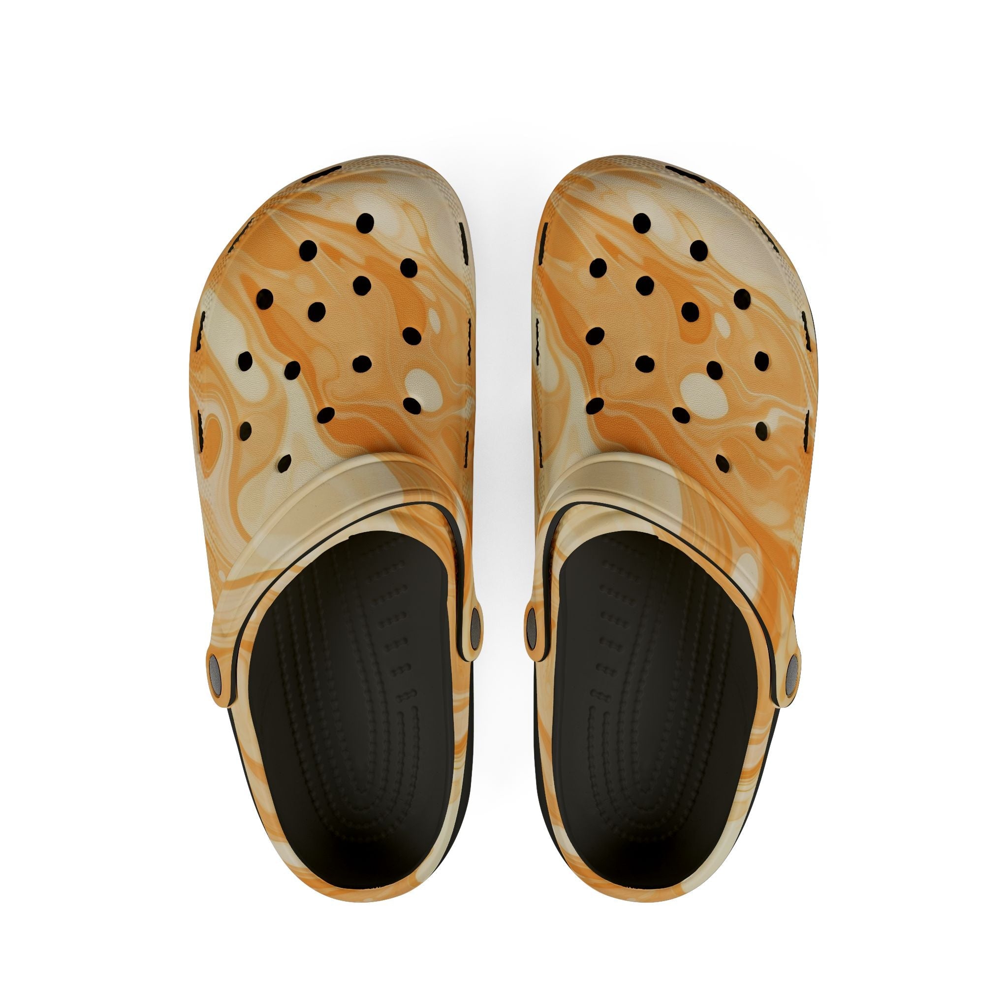 Printify Orange and White Marbled EVA Foam Crocs Clogs 2025