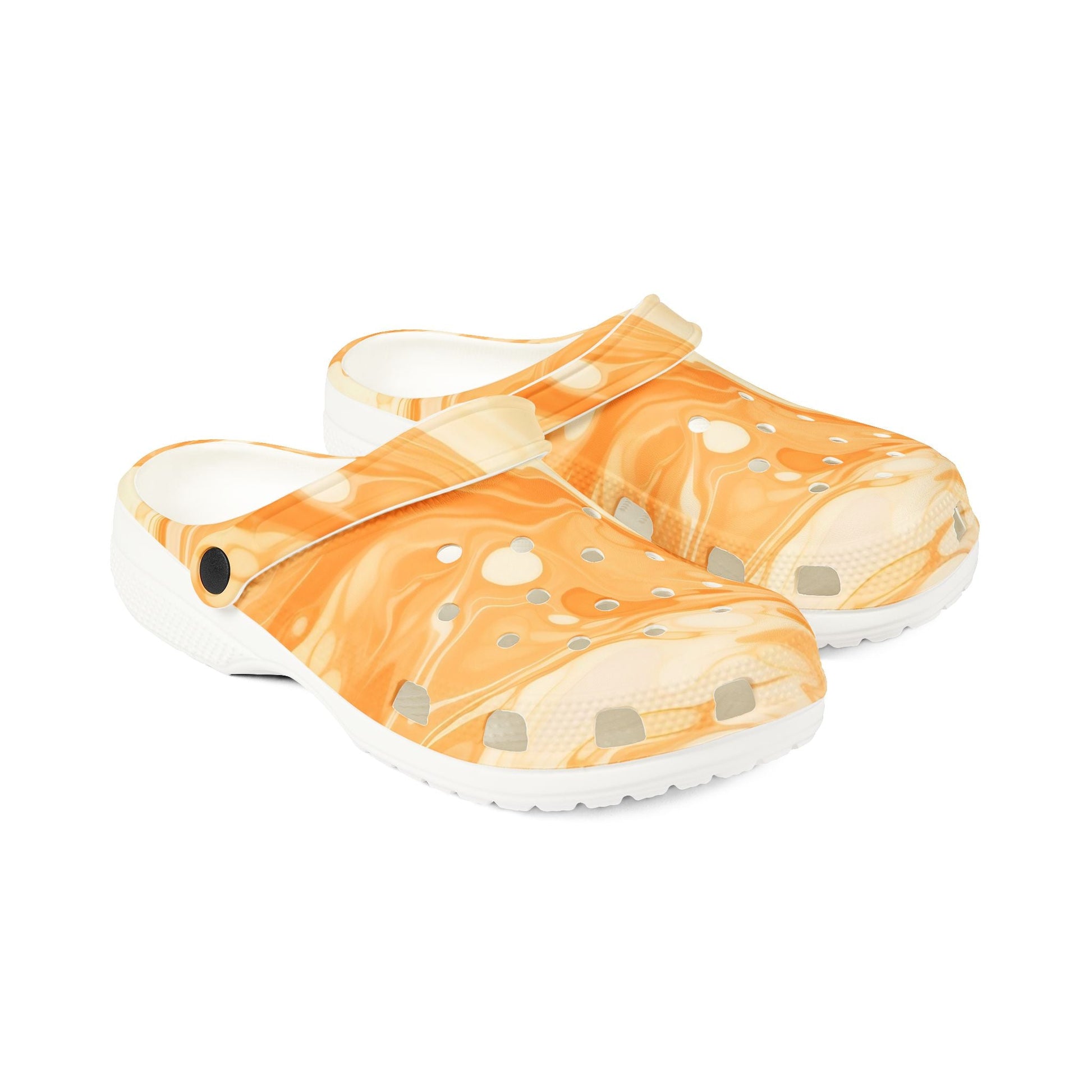 Printify Orange and White Marbled EVA Foam Crocs Clogs 2025