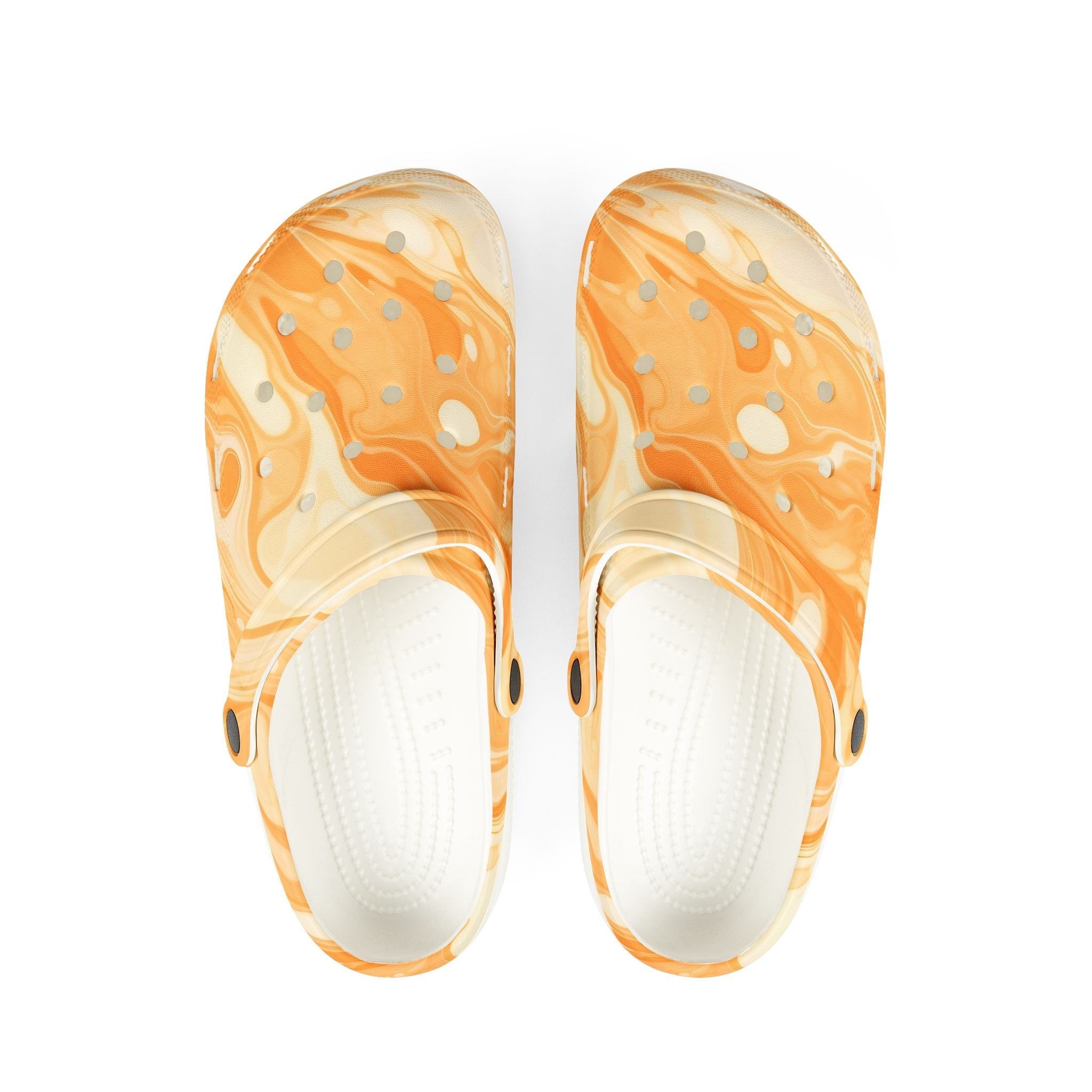 Printify Orange and White Marbled EVA Foam Crocs Clogs 2025