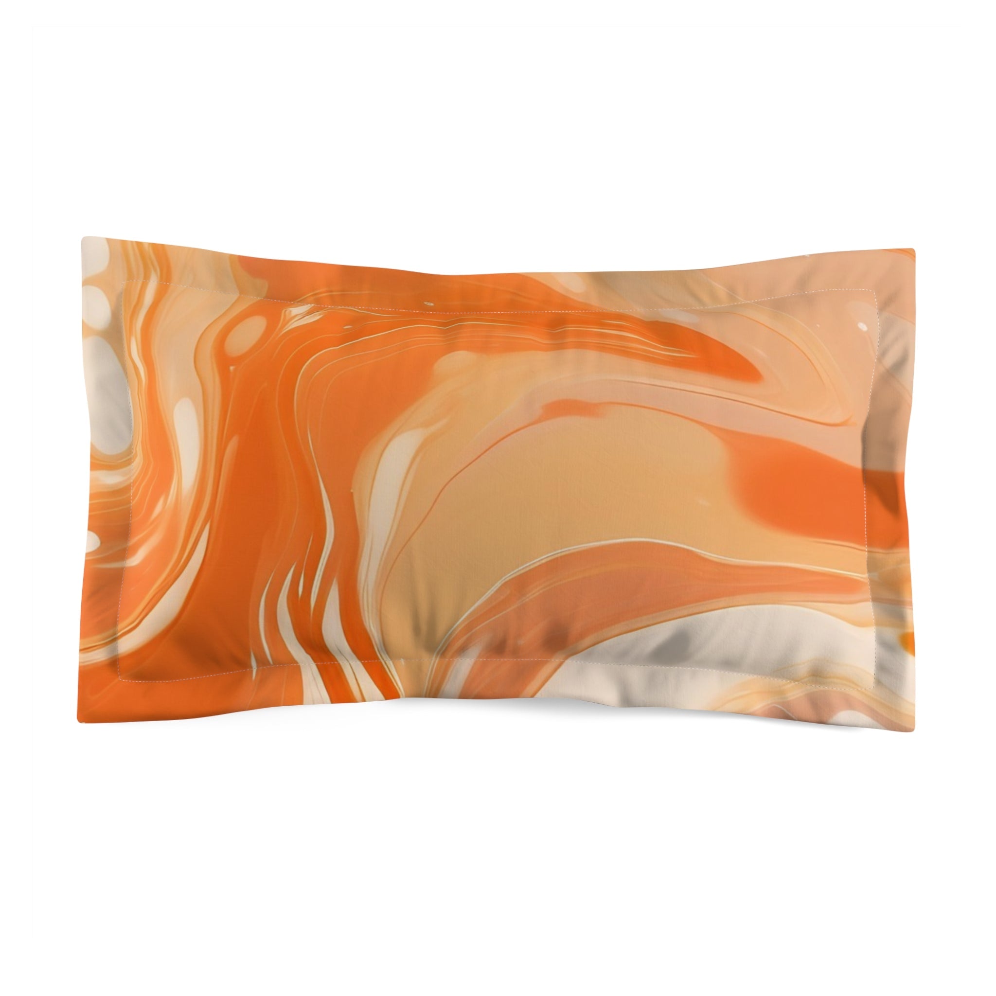 Orange and White Marbled Pillow Sham, Artsulli - Art is Long, Life is Short, Home Decor, Size, King, , , , , 25244890601244415155