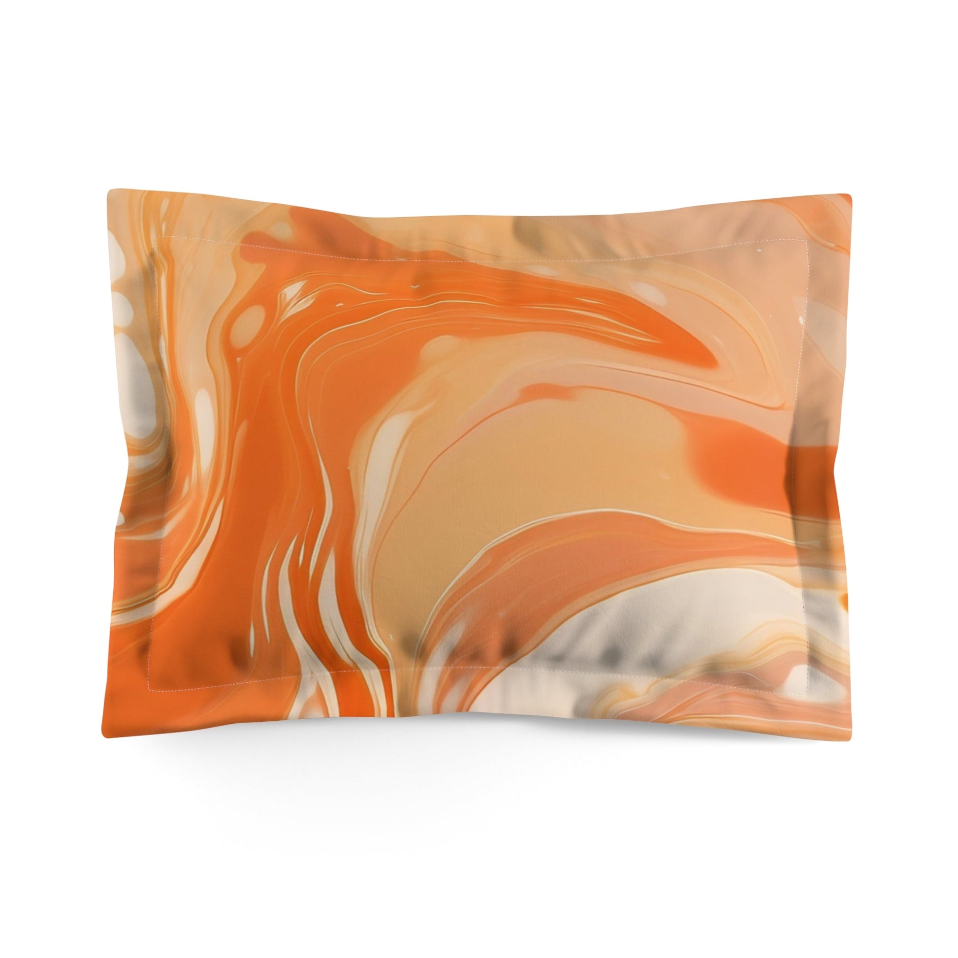 Orange and White Marbled Pillow Sham, Artsulli - Art is Long, Life is Short, Home Decor, Size, Standard, , , , , 23516940568242843673