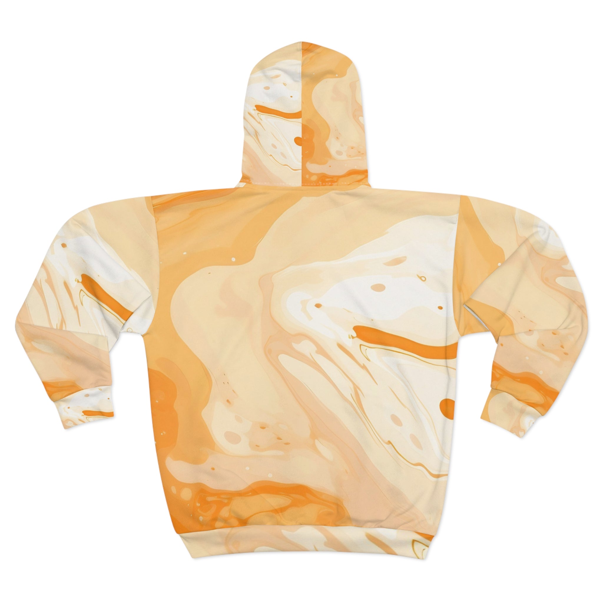 Orange and White Marbled Zip Hoodie, Artsulli - Art is Long, Life is Short, All Over Prints, , , , , , , 