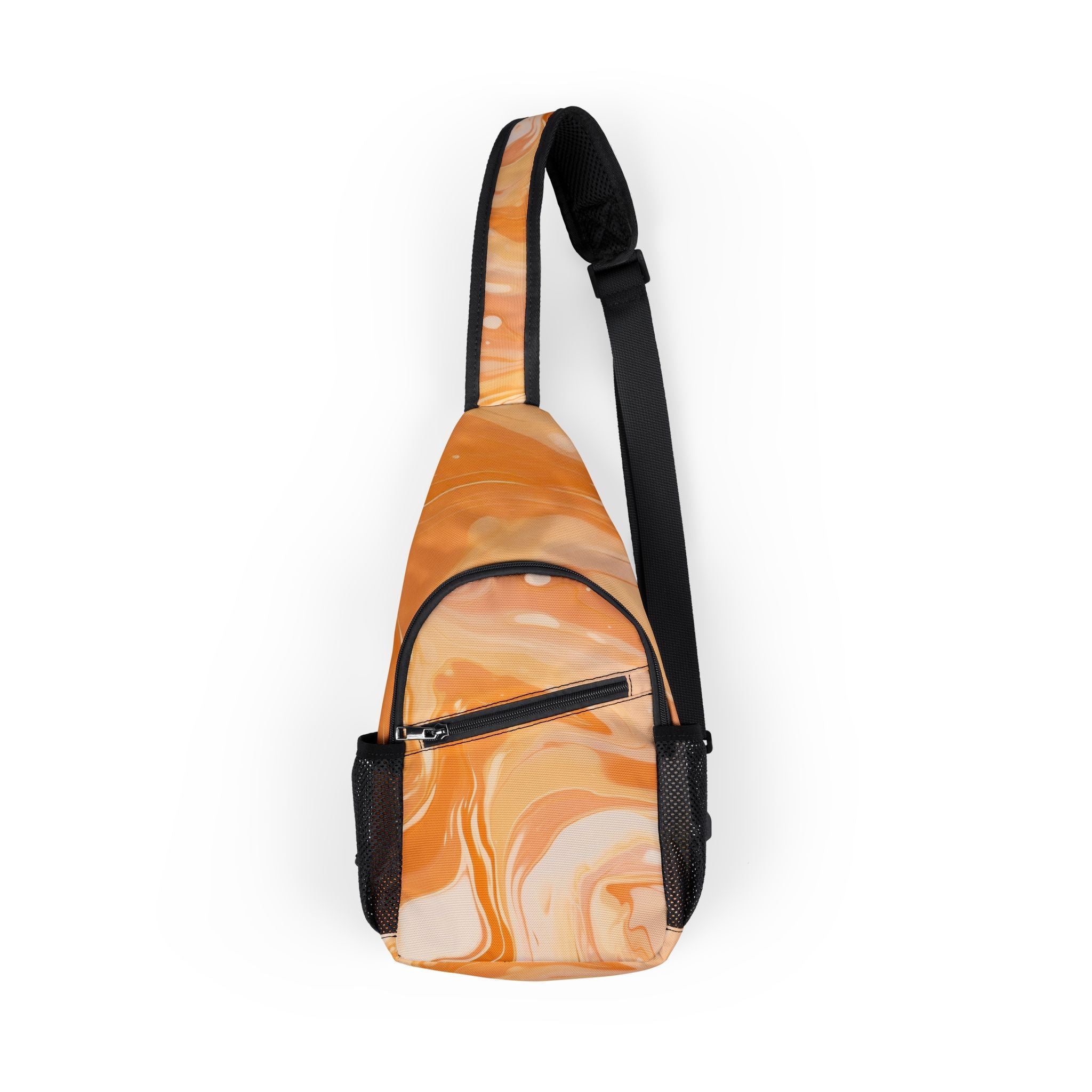 Orange and White Swirl Sling Chest Bag, Artsulli - Art is Long, Life is Short, Bags, Size, One size, , , , , 15931051715735346205