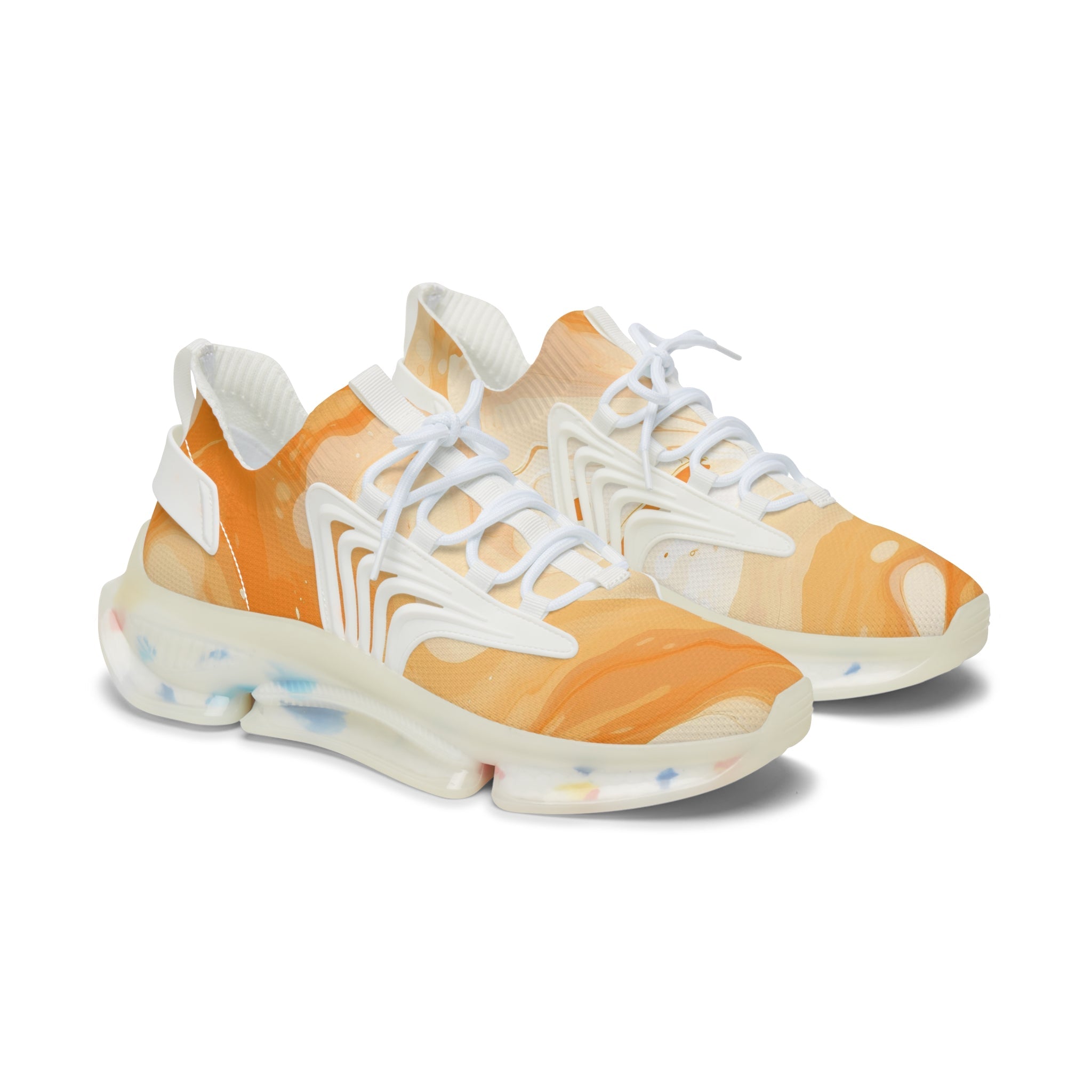 Orange Chunky Sole Mesh Sneakers, Artsulli - Art is Long, Life is Short, Shoes, Color, White sole, Size, US 5.5, , , 26427975522503572209