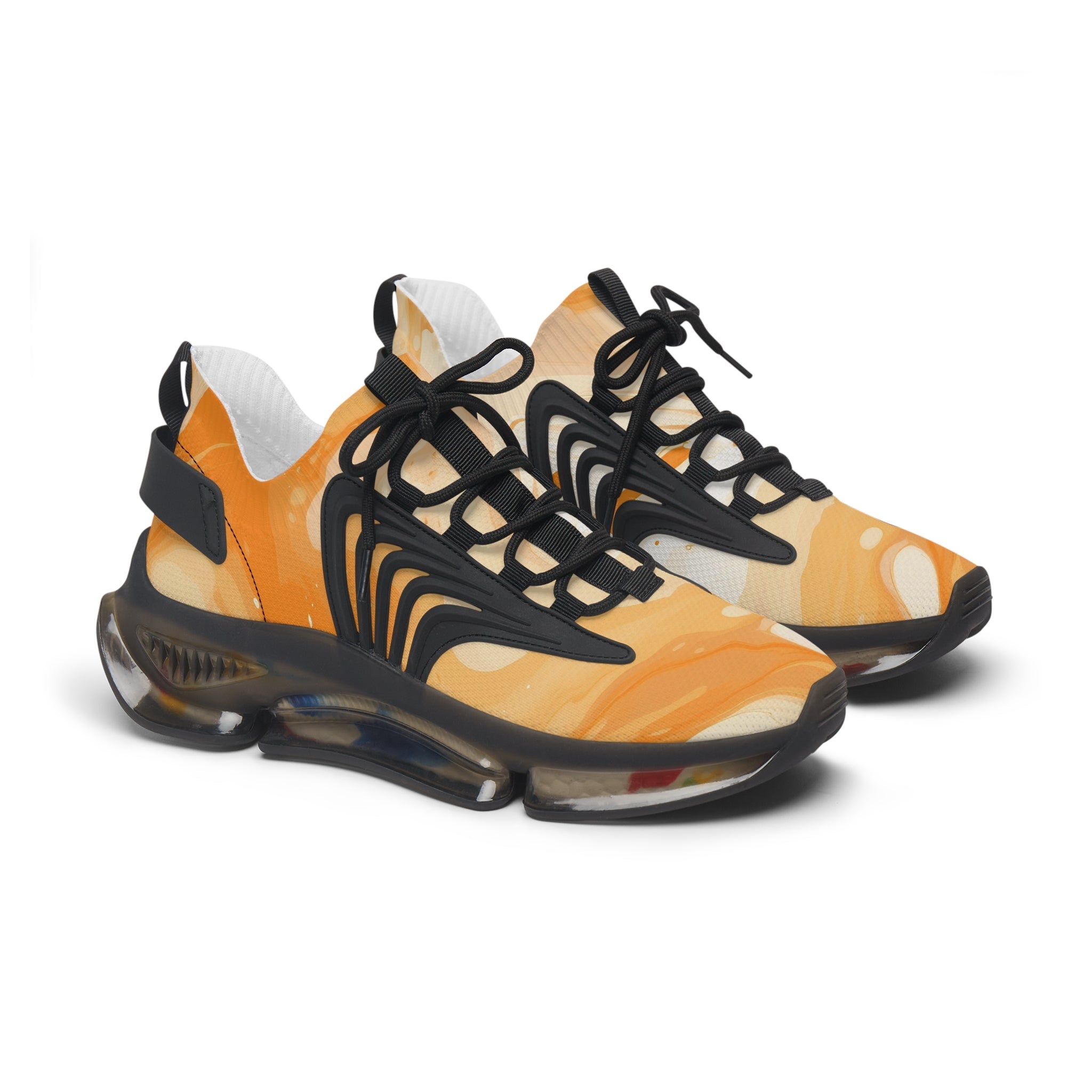 Orange Chunky Sole Mesh Sneakers, Artsulli - Art is Long, Life is Short, Shoes, Color, Black sole, Size, US 5.5, , , 15949972678327343219