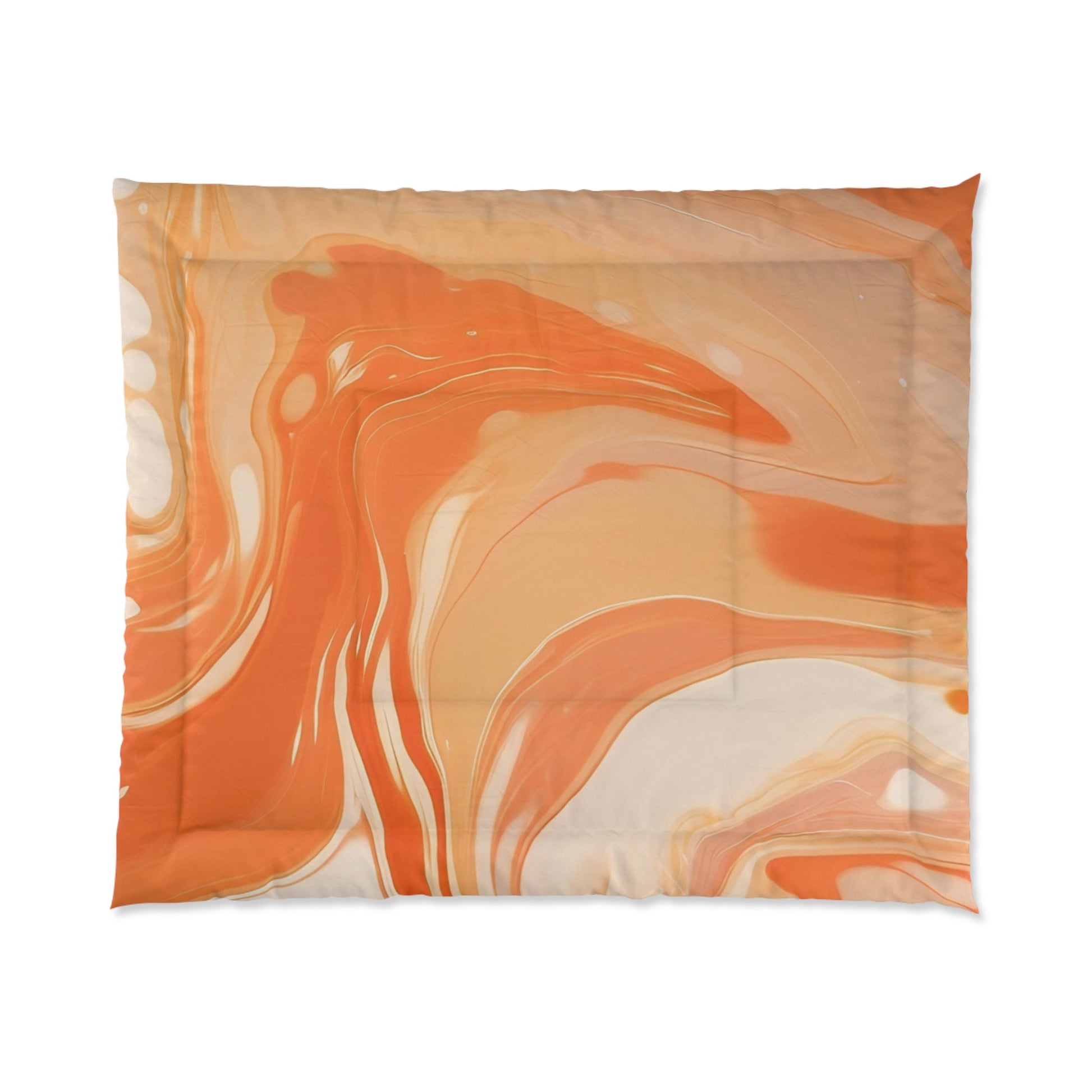 Orange Cream Marble Comforter, Artsulli - Art is Long, Life is Short, Home Decor, Size, 104" × 88", , , , , 74050591270569192227