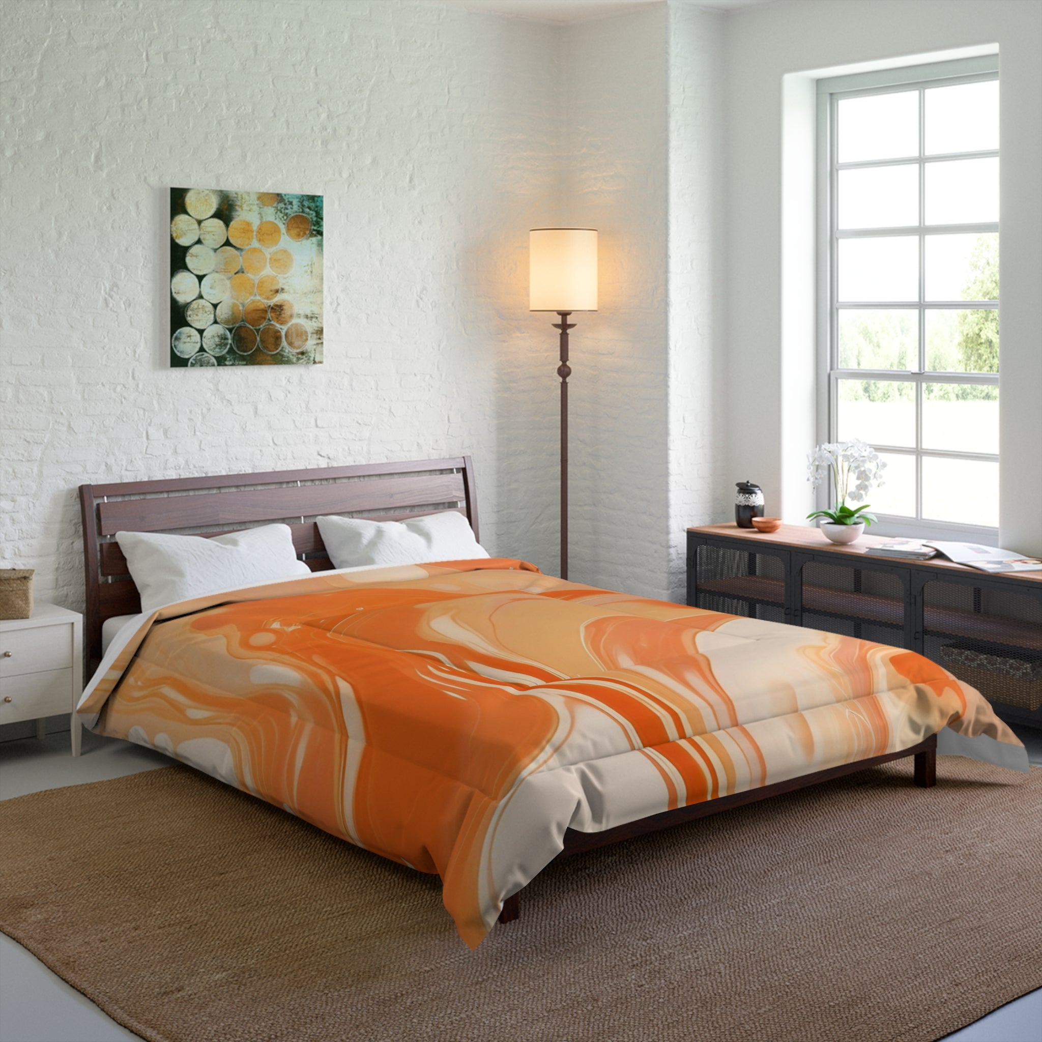 Orange Cream Marble Comforter, Artsulli - Art is Long, Life is Short, Home Decor, , , , , , , 
