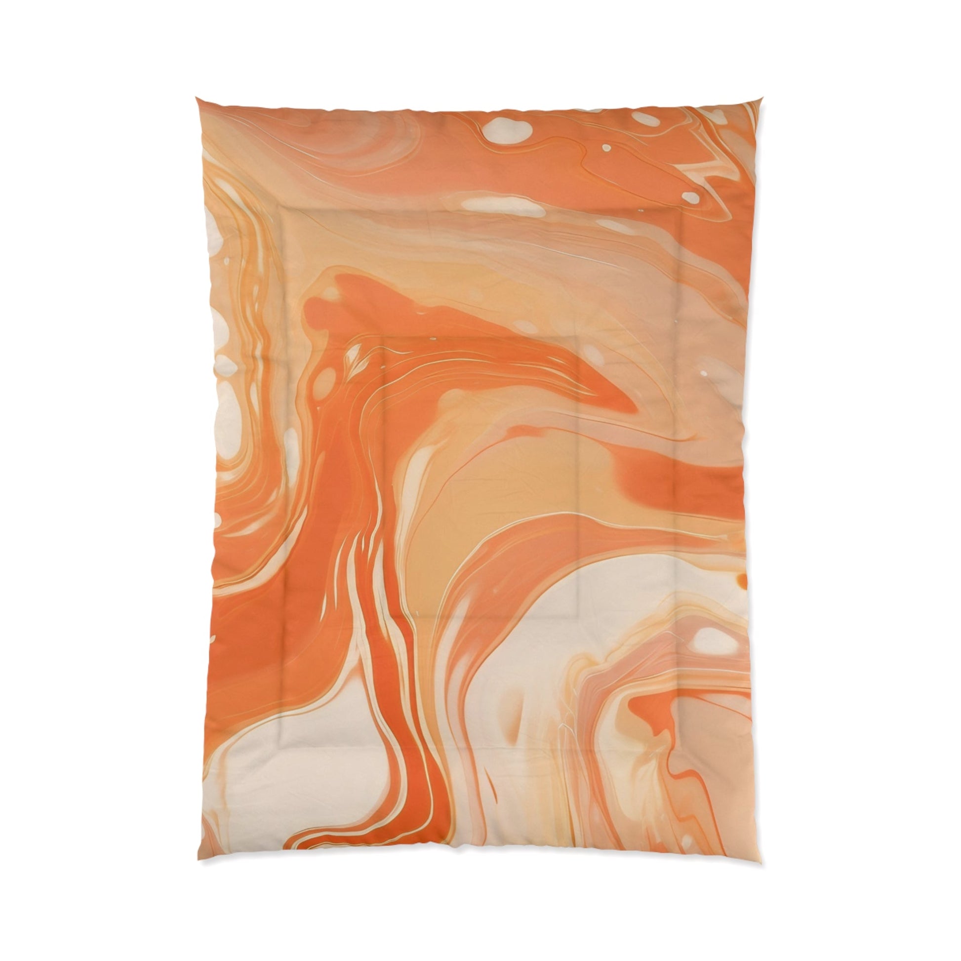 Orange Cream Marble Comforter, Artsulli - Art is Long, Life is Short, Home Decor, Size, 68" × 92", , , , , 96187565721053063248