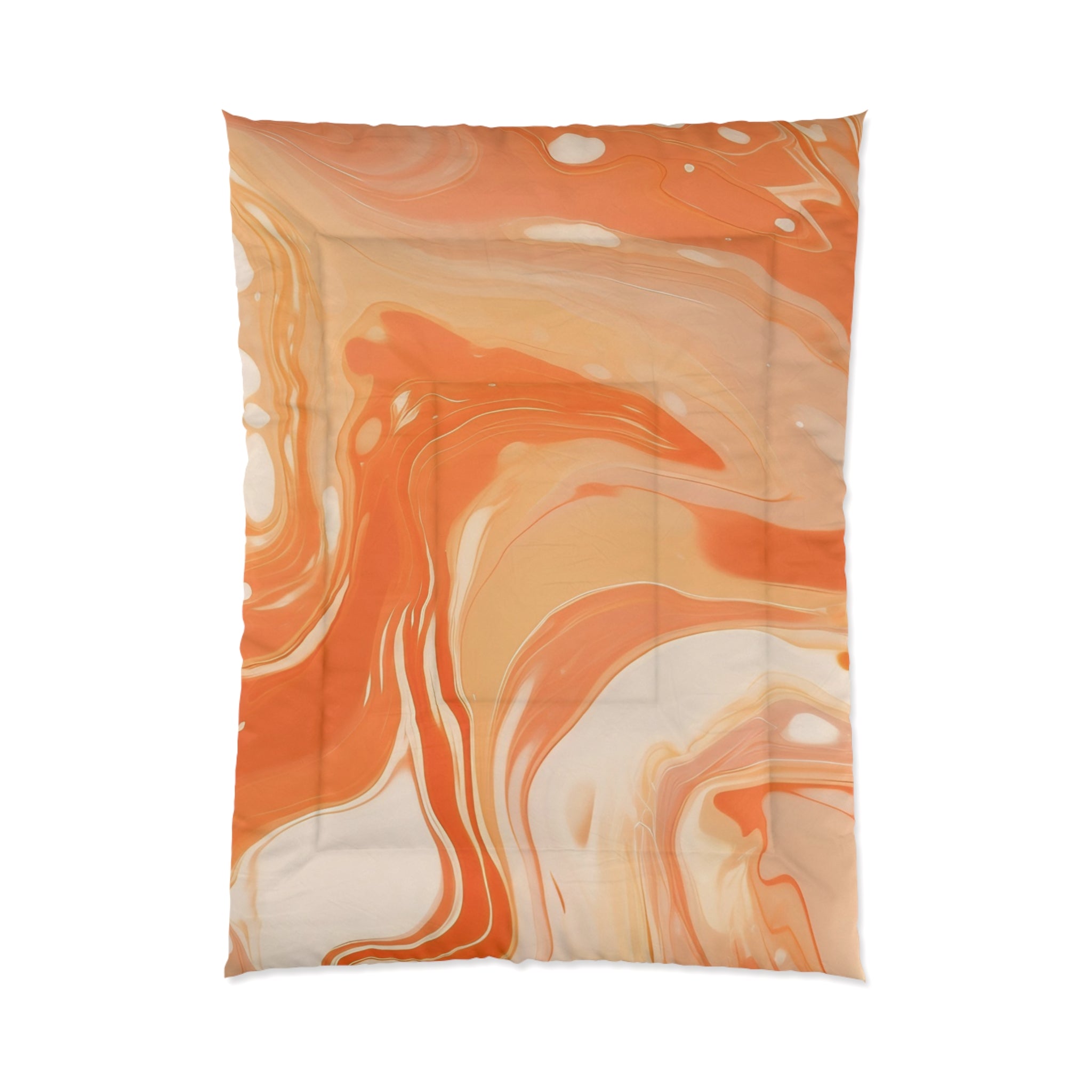Orange Cream Marble Comforter, Artsulli - Art is Long, Life is Short, Home Decor, Size, 68" × 92", , , , , 96187565721053063248