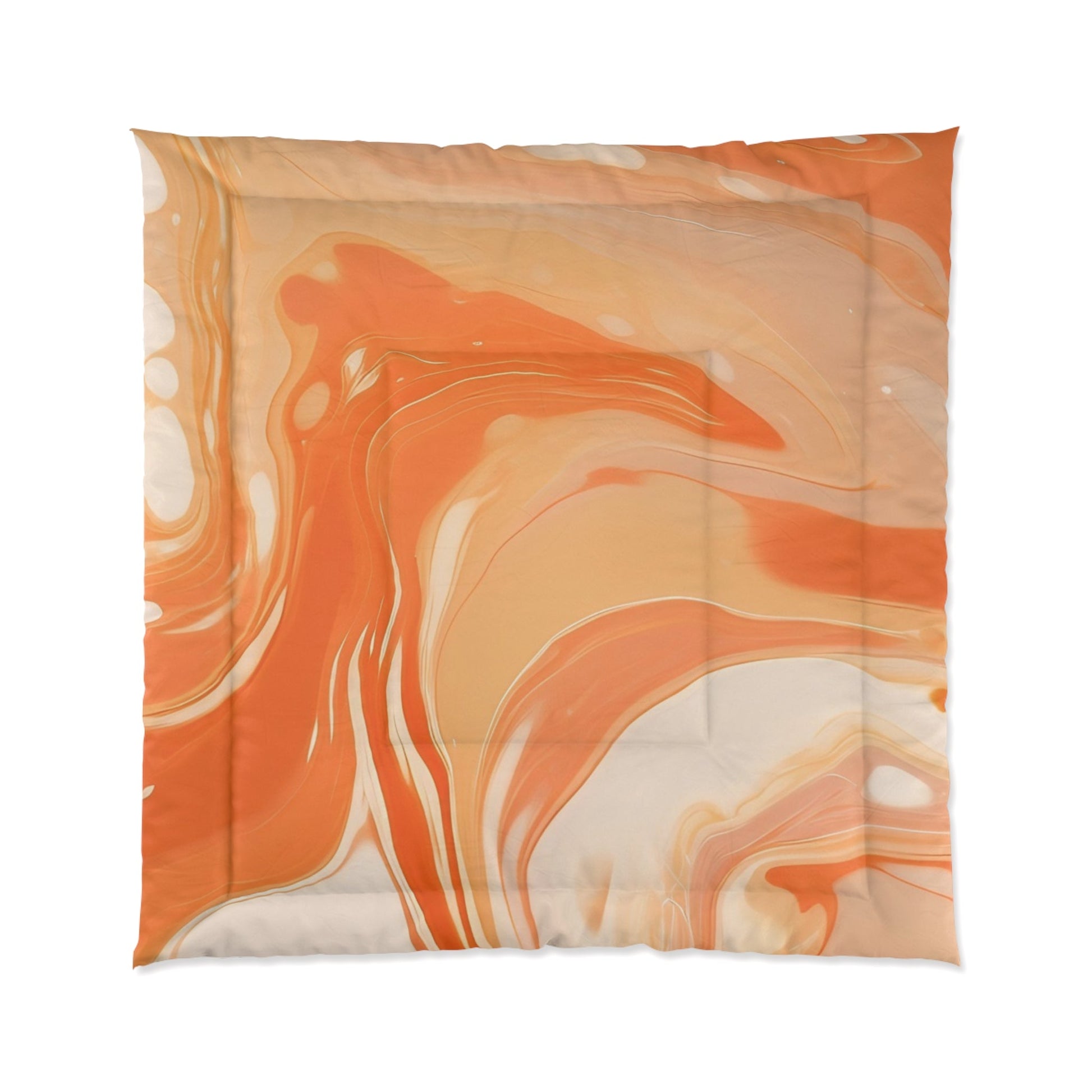 Orange Cream Marble Comforter, Artsulli - Art is Long, Life is Short, Home Decor, Size, 88" × 88", , , , , 23088836729022325130