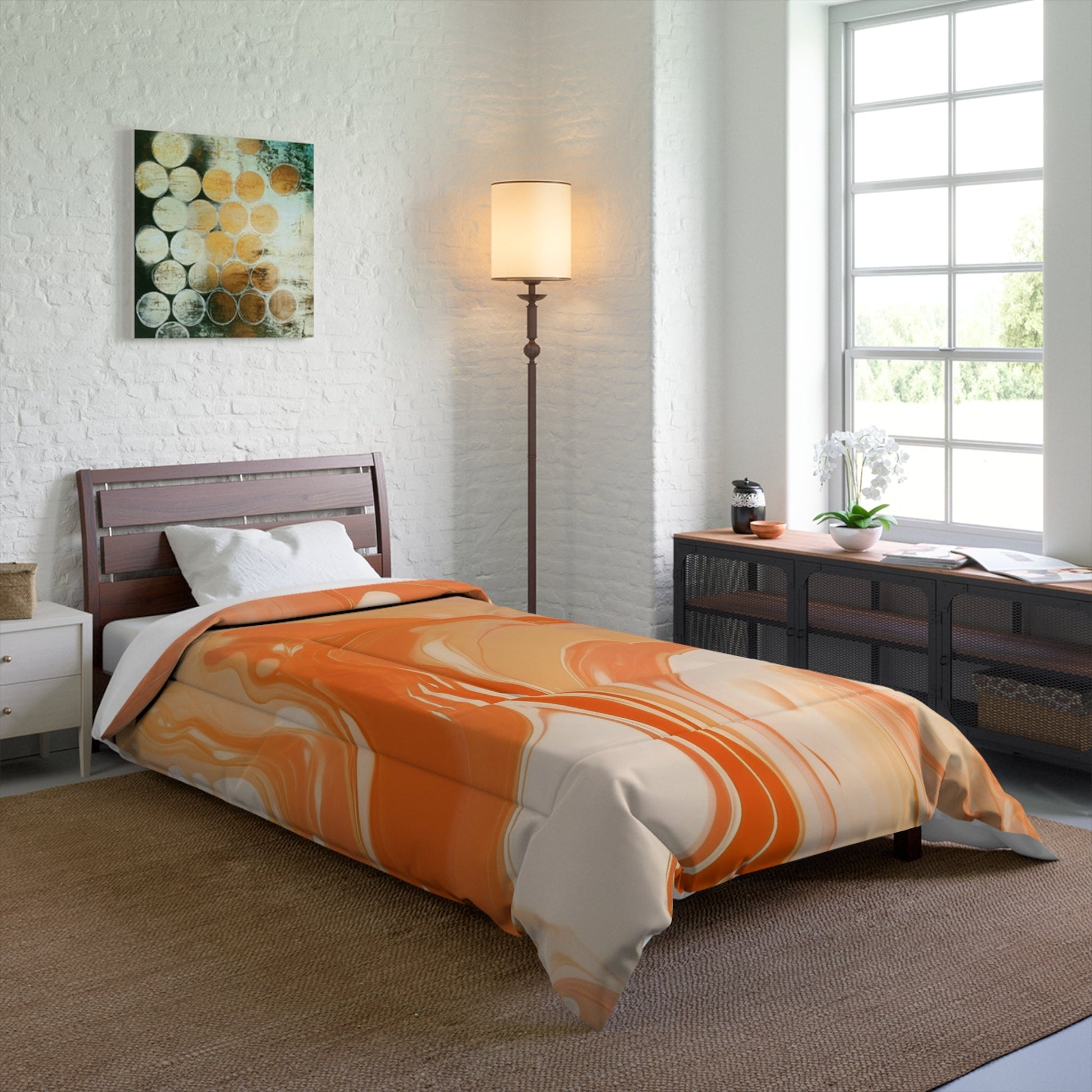 Orange Cream Marble Comforter, Artsulli - Art is Long, Life is Short, Home Decor, , , , , , , 