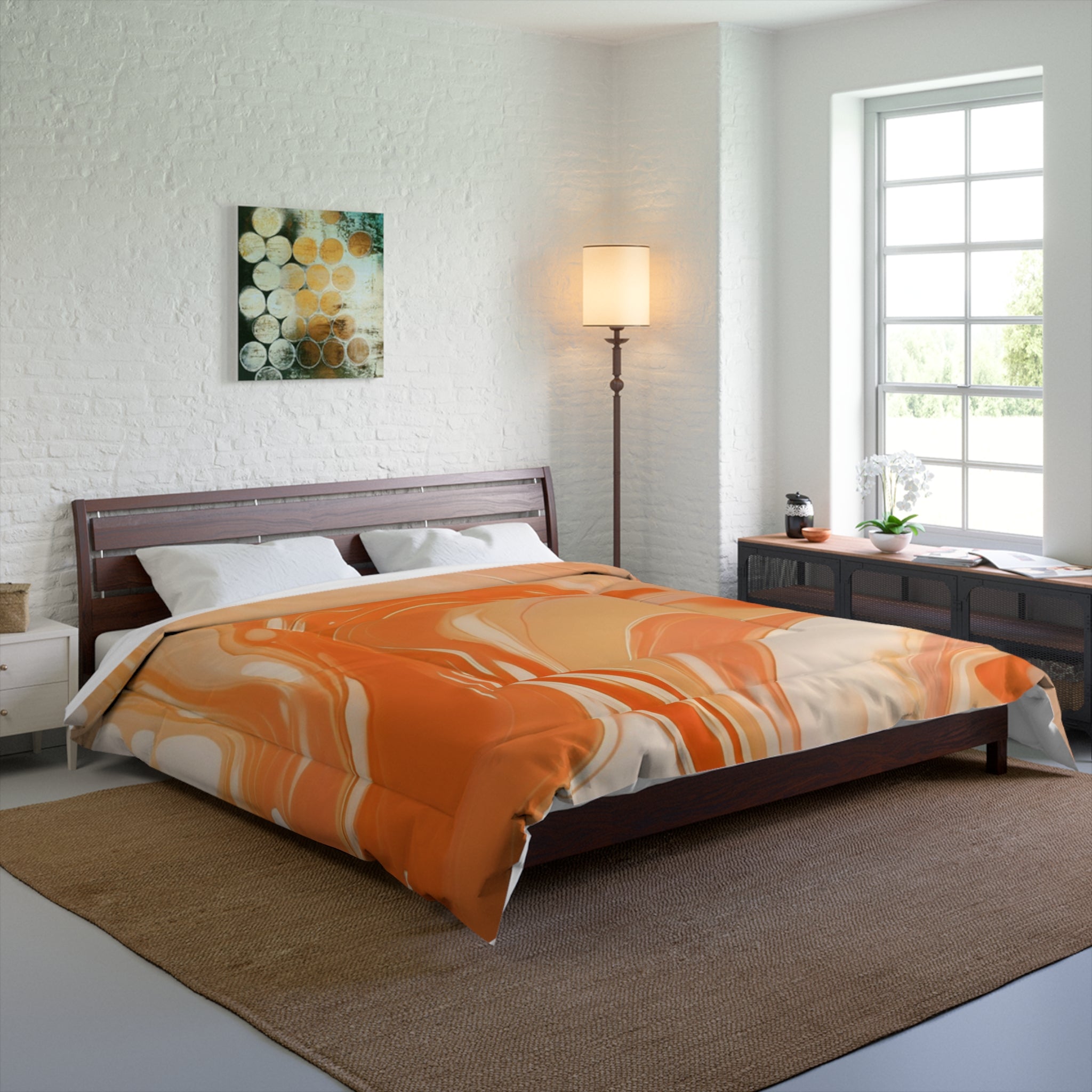 Orange Cream Marble Comforter, Artsulli - Art is Long, Life is Short, Home Decor, , , , , , , 