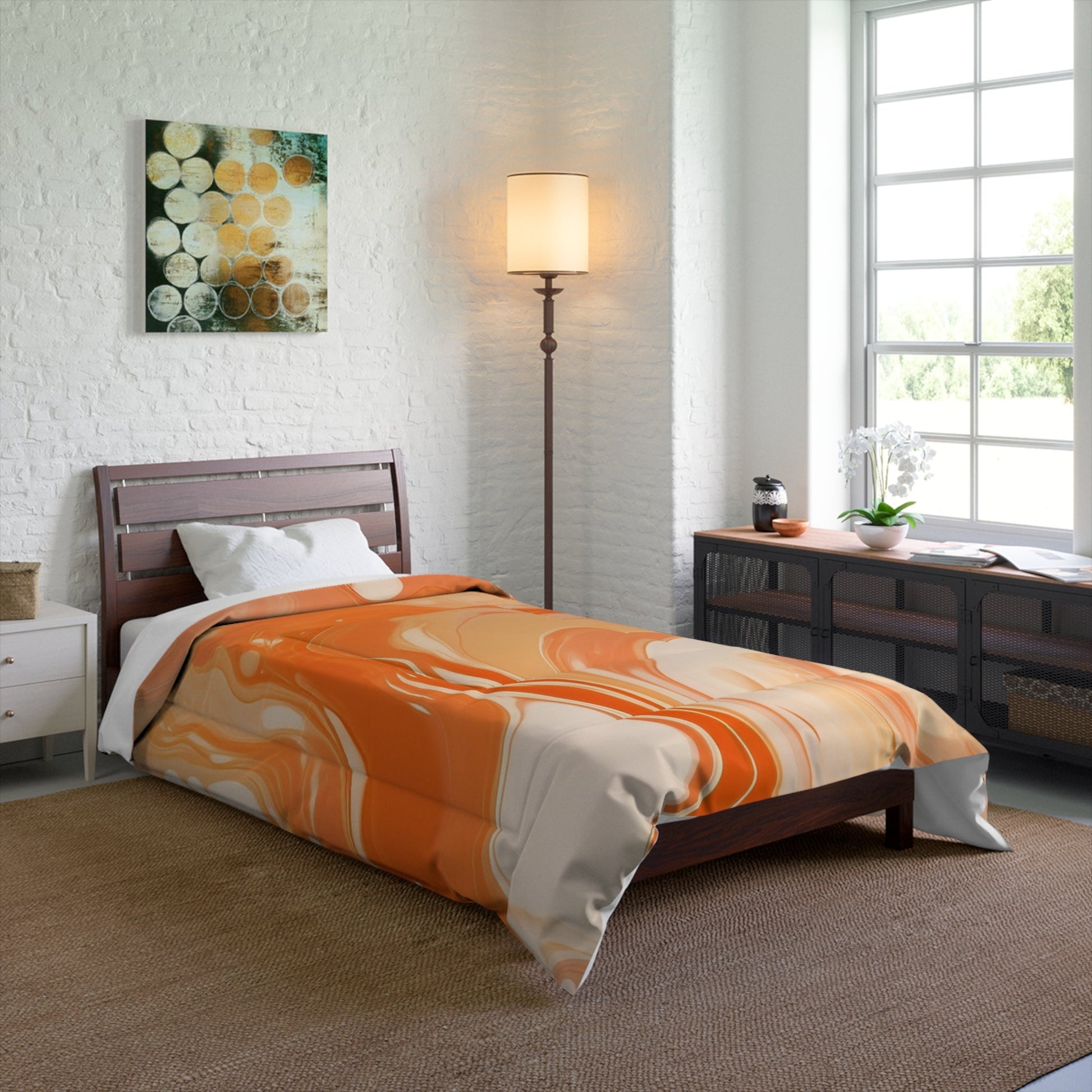 Orange Cream Marble Comforter, Artsulli - Art is Long, Life is Short, Home Decor, , , , , , , 