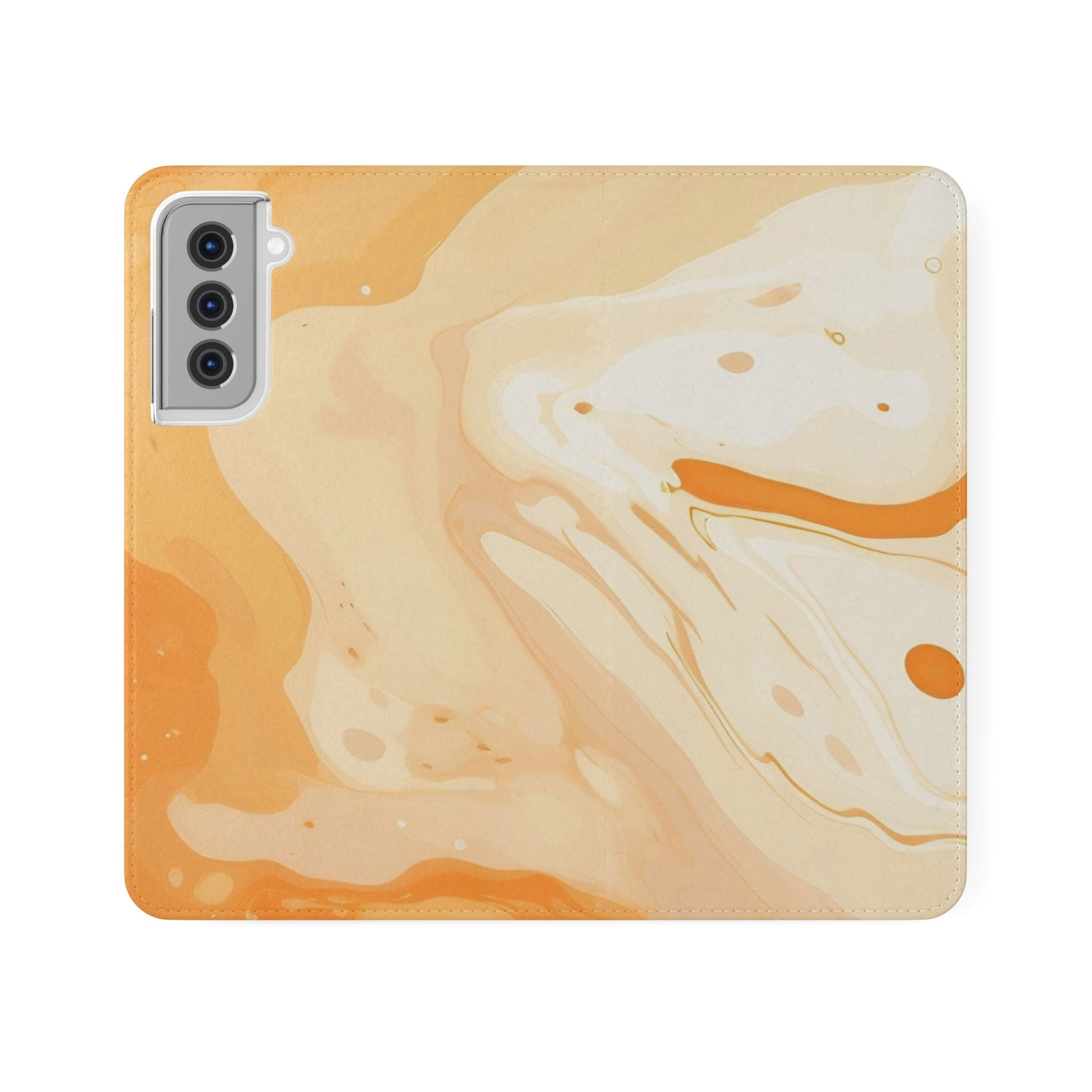 Orange Cream Marble Flip Cases, Artsulli - Art is Long, Life is Short, Phone Case, Size, Samsung Galaxy S21, , , , , 14807221461424830023