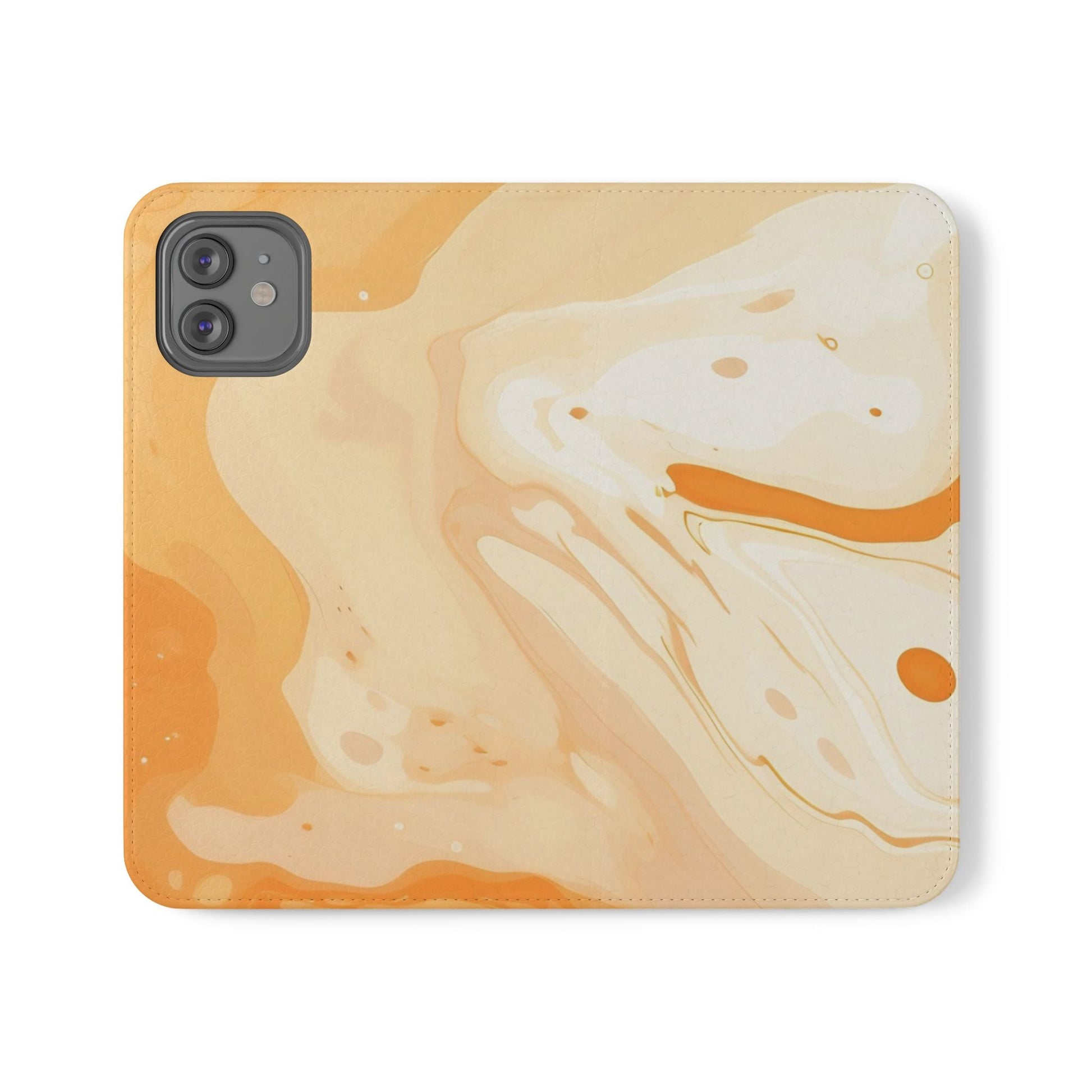 Orange Cream Marble Flip Cases, Artsulli - Art is Long, Life is Short, Phone Case, Size, iPhone 12, , , , , 95177869706791760781