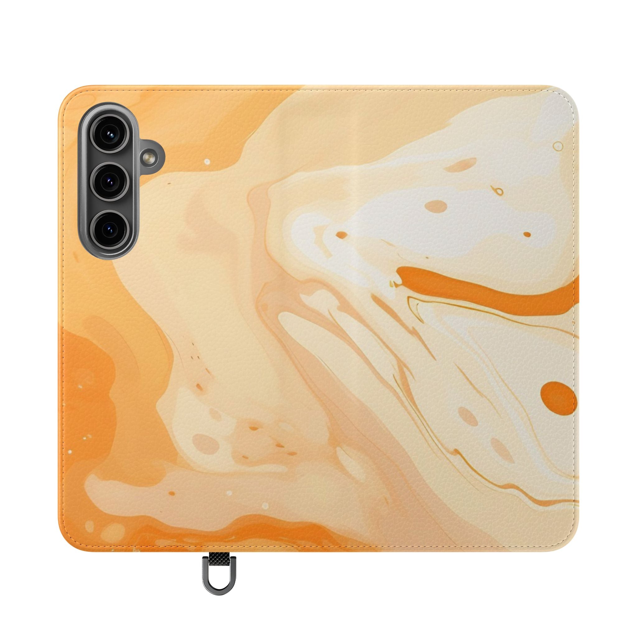 Orange Cream Marble Flip Cases, Artsulli - Art is Long, Life is Short, Phone Case, Size, Samsung Galaxy S24 Plus, , , , , 31858407020986790400