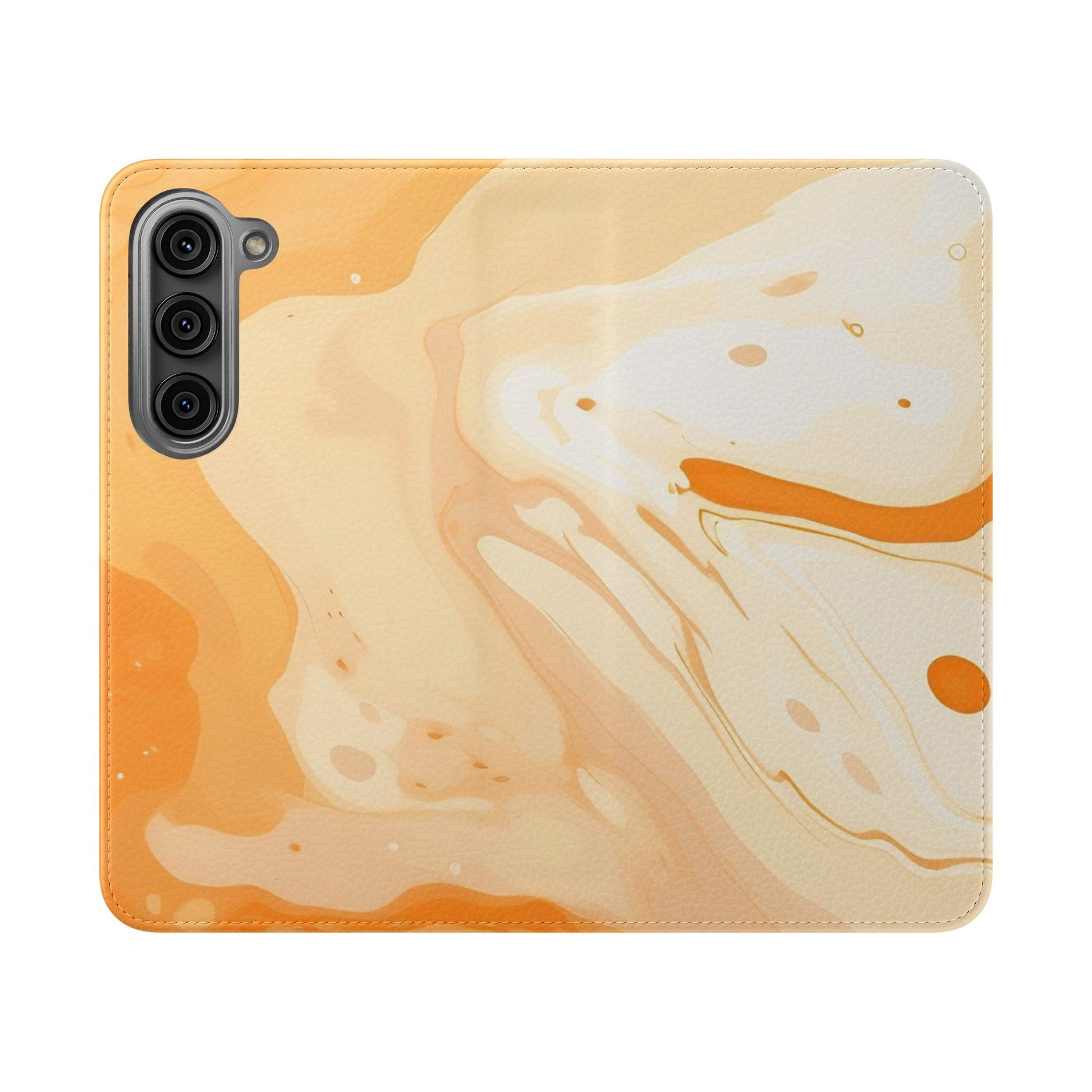 Orange Cream Marble Flip Cases, Artsulli - Art is Long, Life is Short, Phone Case, Size, Samsung Galaxy S23, , , , , 12819992506574026753