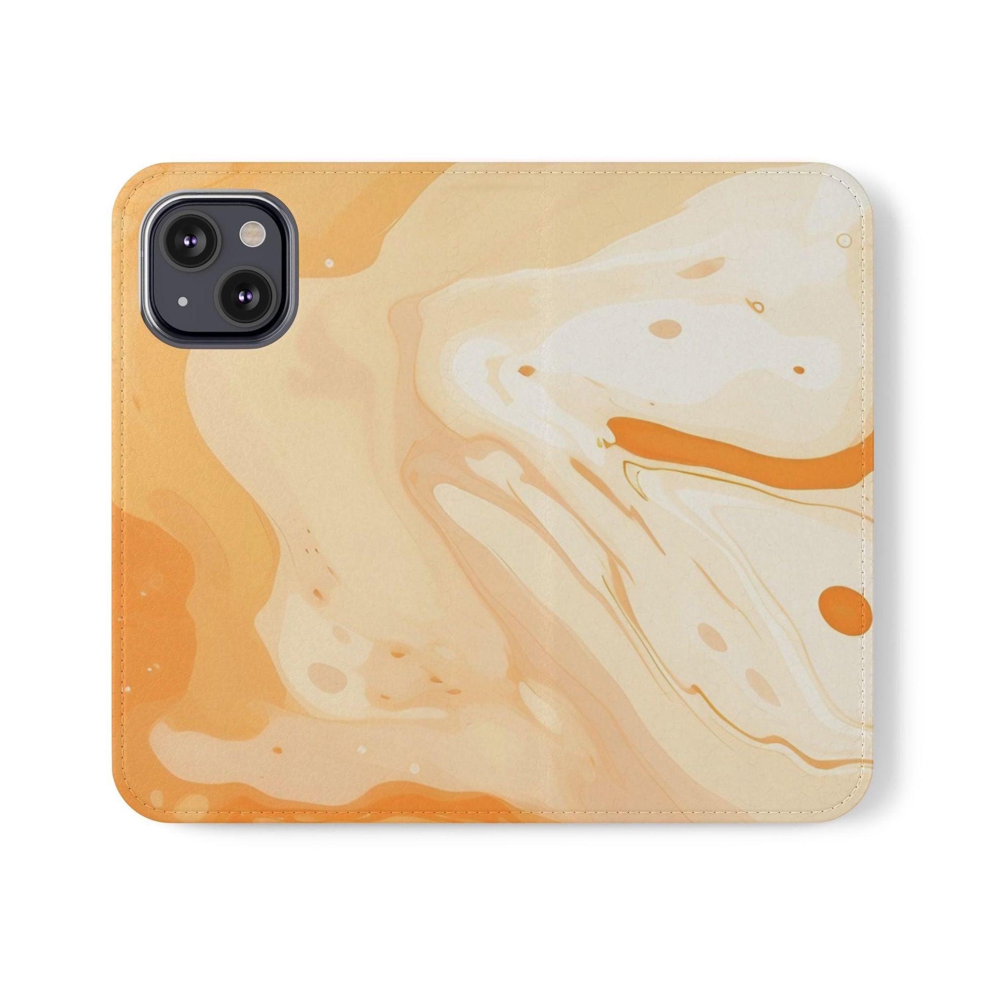 Orange Cream Marble Flip Cases, Artsulli - Art is Long, Life is Short, Phone Case, Size, iPhone 13 Mini, , , , , 93492438994103715201