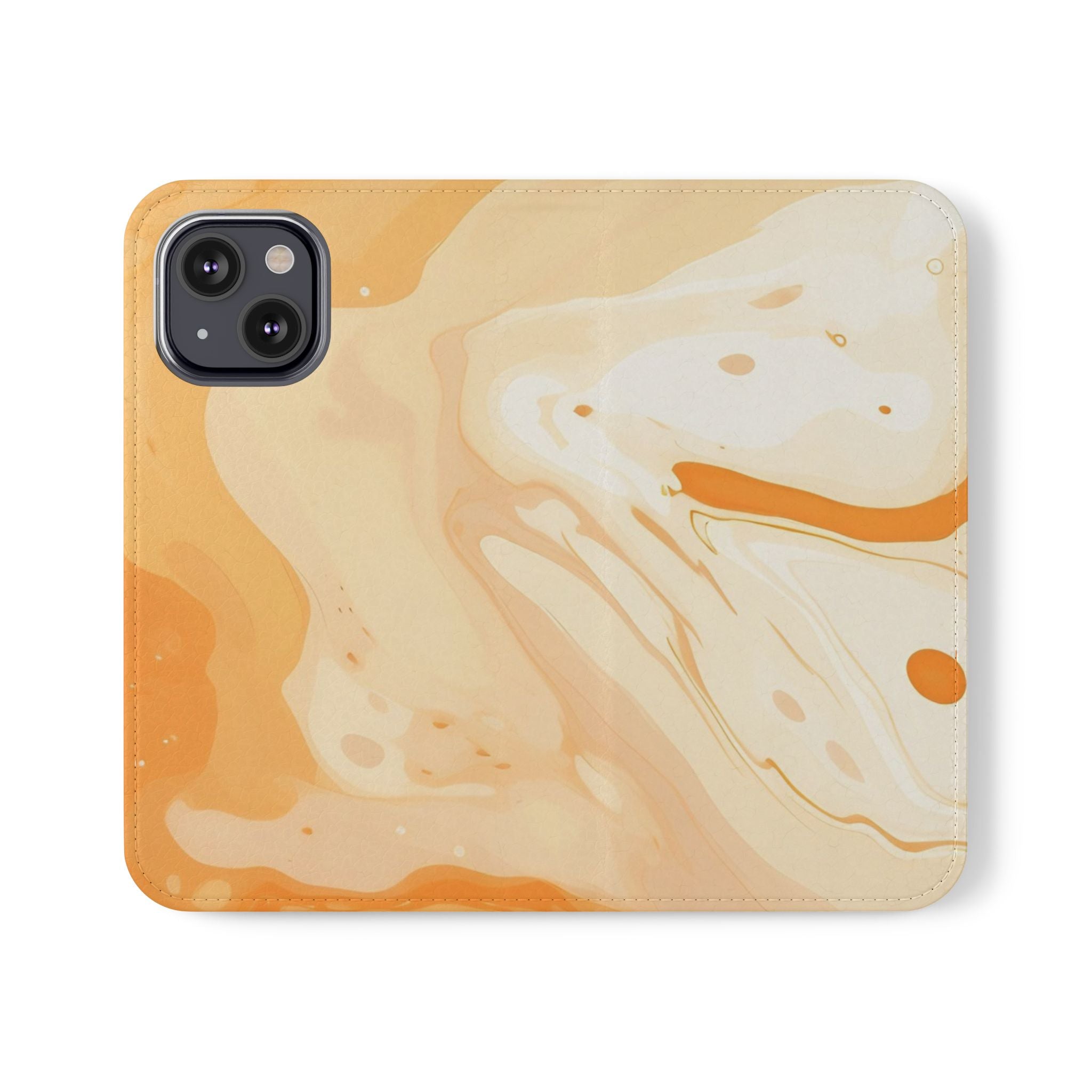 Orange Cream Marble Flip Cases, Artsulli - Art is Long, Life is Short, Phone Case, Size, iPhone 13 Mini, , , , , 93492438994103715201