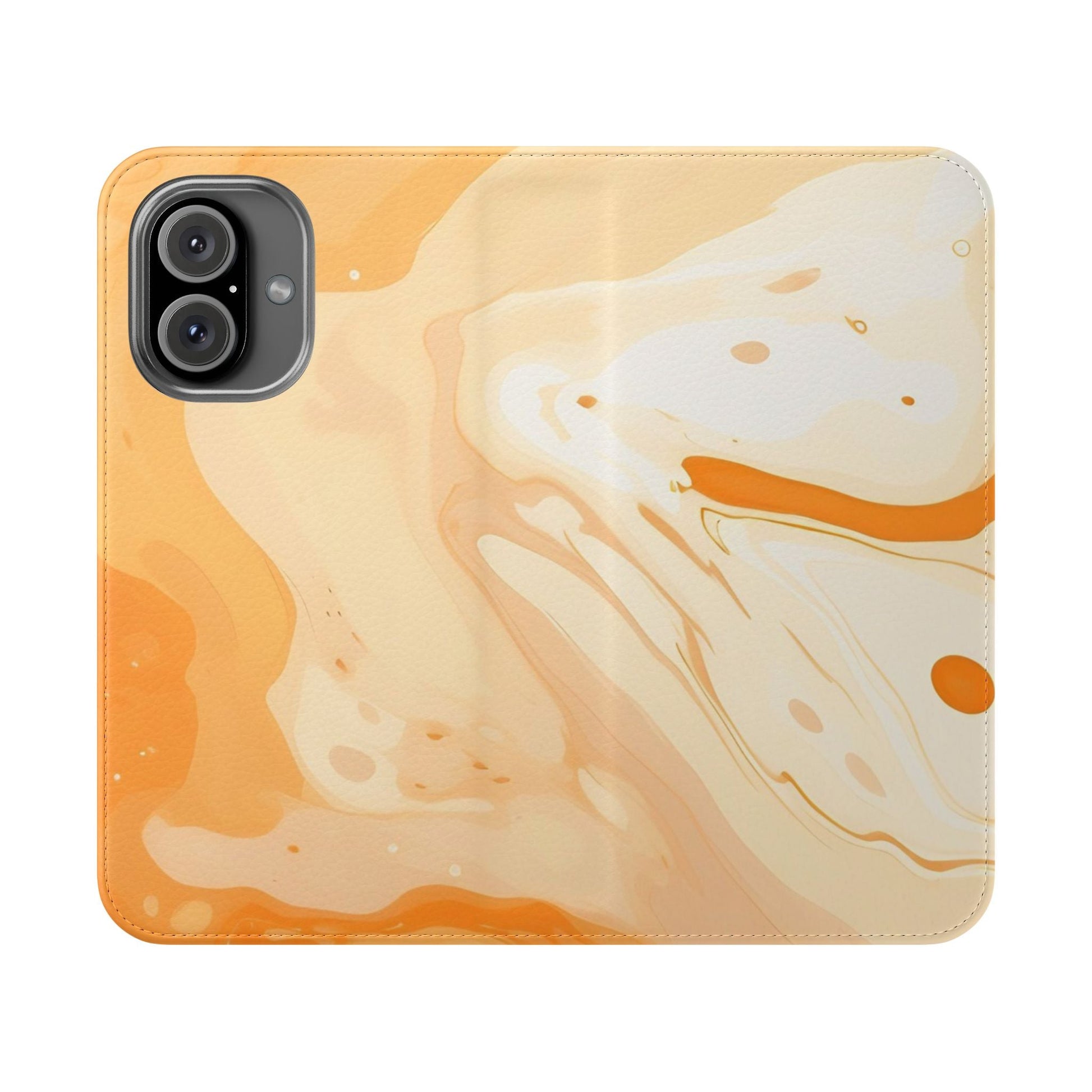 Orange Cream Marble Flip Cases, Artsulli - Art is Long, Life is Short, Phone Case, Size, iPhone 16, , , , , 24417445438435520593