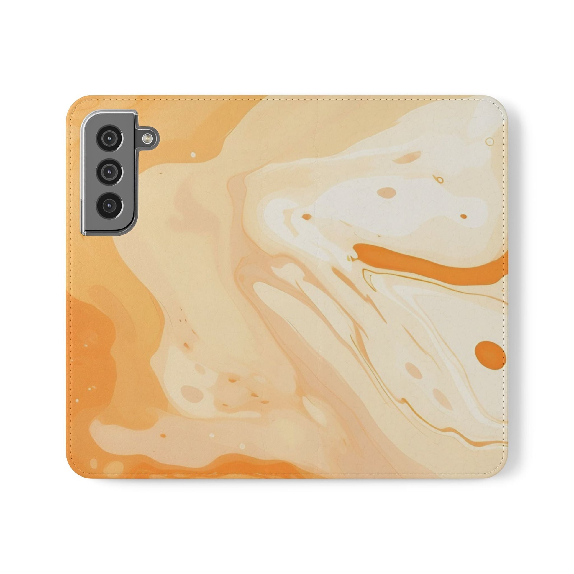 Orange Cream Marble Flip Cases, Artsulli - Art is Long, Life is Short, Phone Case, Size, Samsung Galaxy S22, , , , , 14003428623412347337