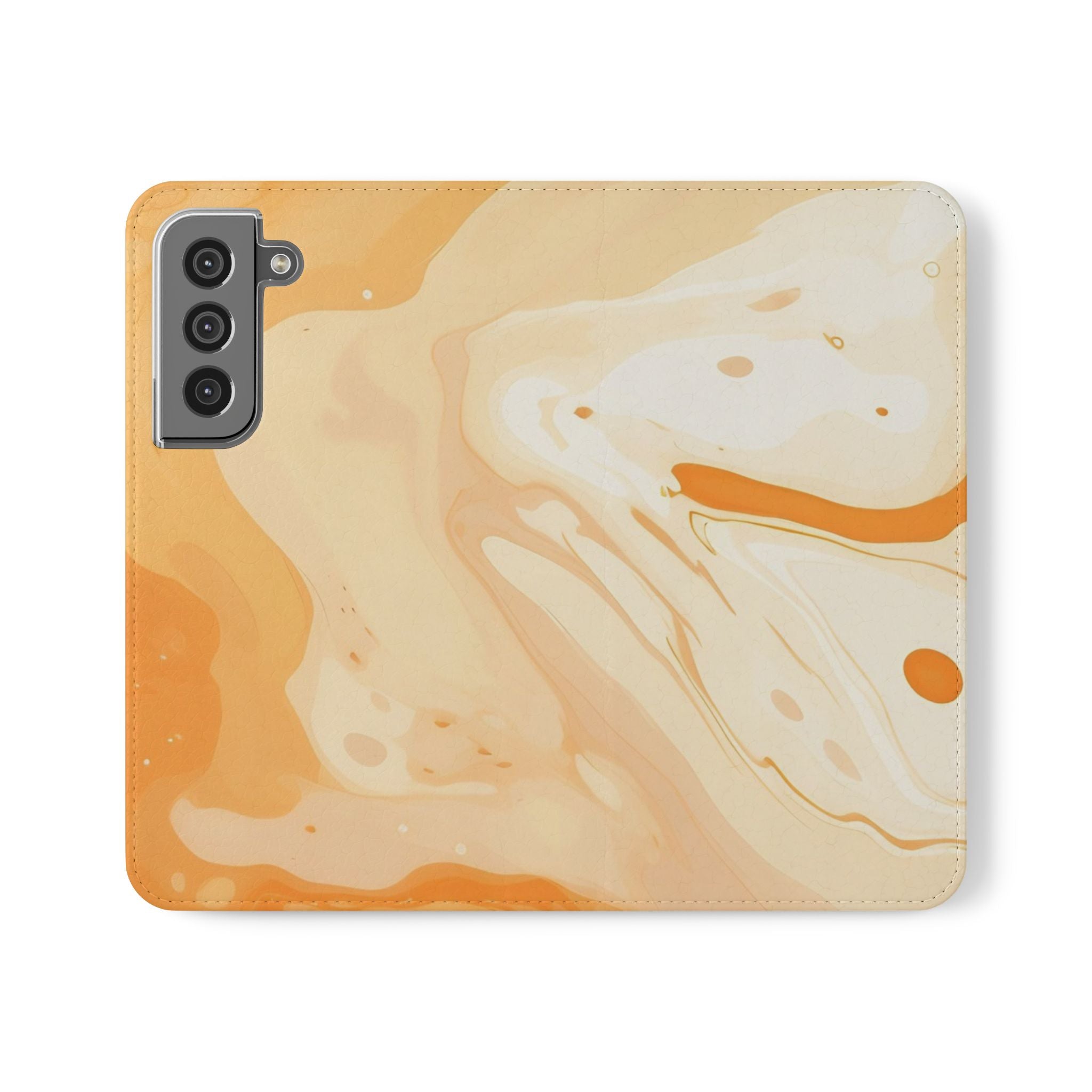 Orange Cream Marble Flip Cases, Artsulli - Art is Long, Life is Short, Phone Case, Size, Samsung Galaxy S22, , , , , 14003428623412347337