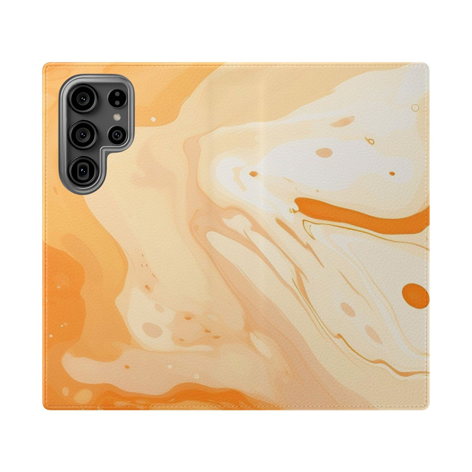 Orange Cream Marble Flip Cases, Artsulli - Art is Long, Life is Short, Phone Case, Size, Samsung Galaxy S23 Ultra, , , , , 29778310630725709956