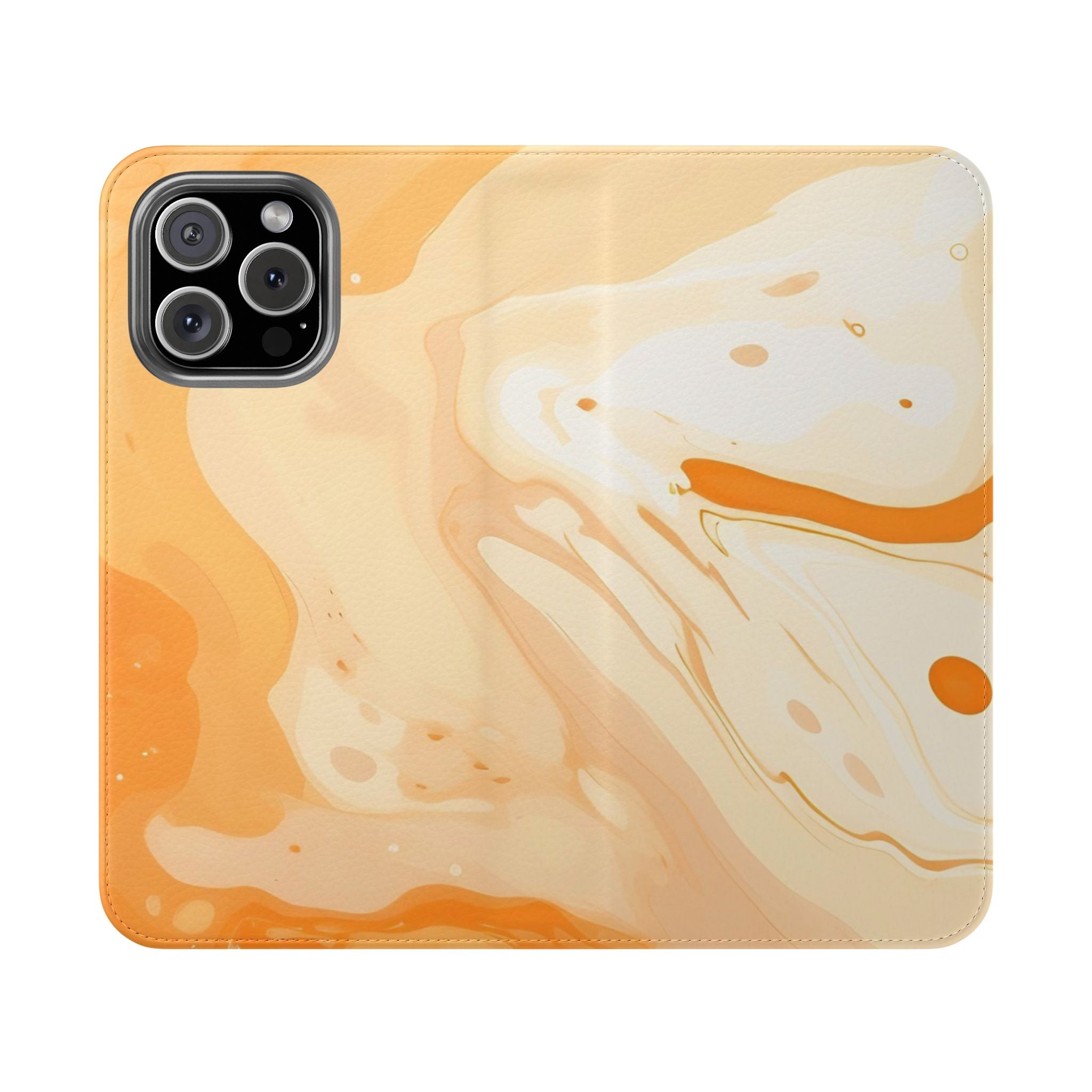 Orange Cream Marble Flip Cases, Artsulli - Art is Long, Life is Short, Phone Case, Size, iPhone 16 Pro Max, , , , , 22388958463552352387