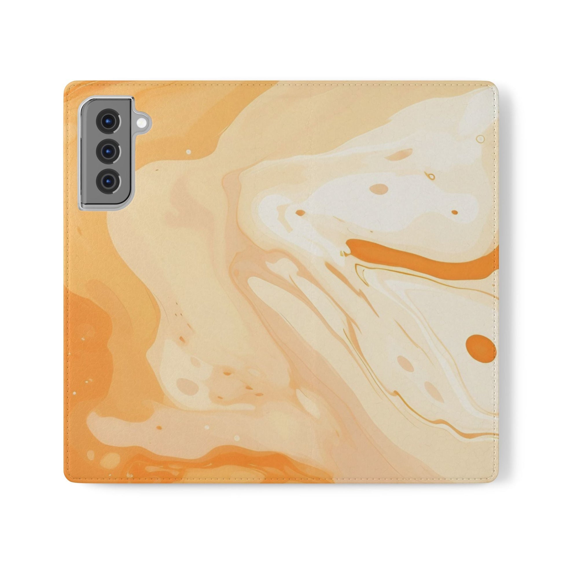 Orange Cream Marble Flip Cases, Artsulli - Art is Long, Life is Short, Phone Case, Size, Samsung Galaxy S21 Plus, , , , , 32791357441657738444