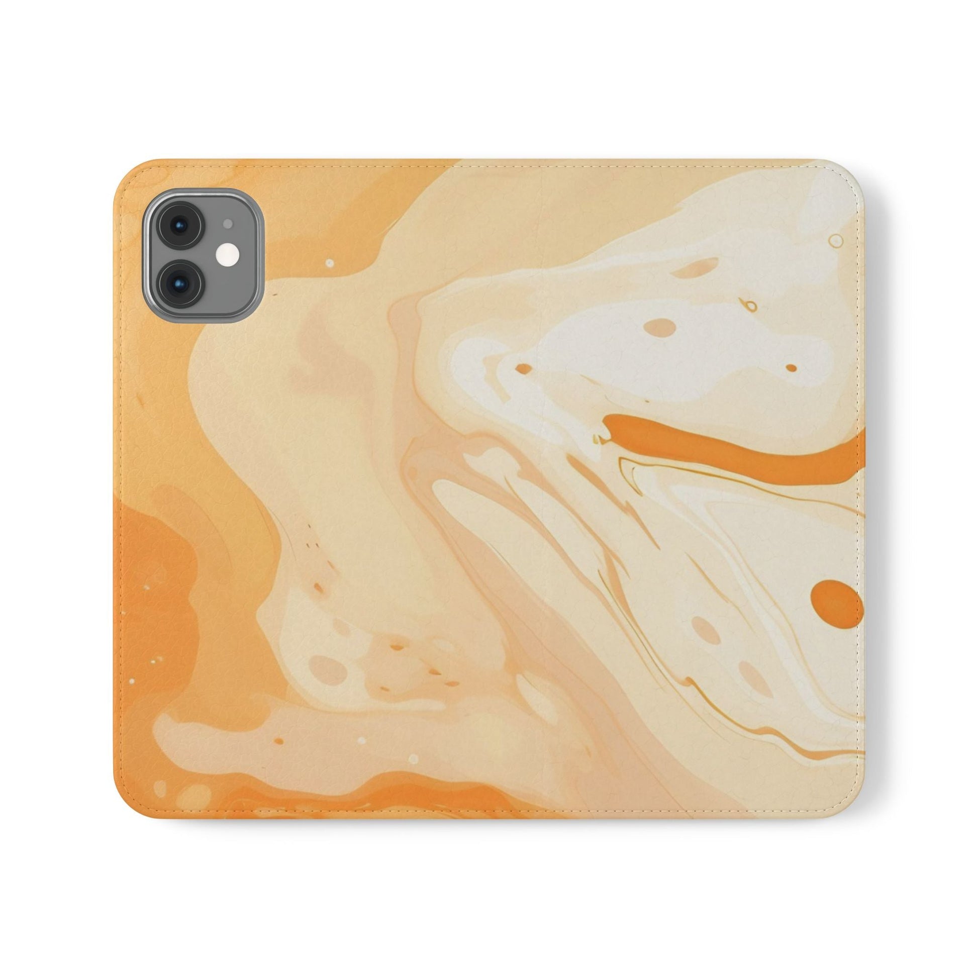 Orange Cream Marble Flip Cases, Artsulli - Art is Long, Life is Short, Phone Case, Size, iPhone 11, , , , , 33269811943937098882