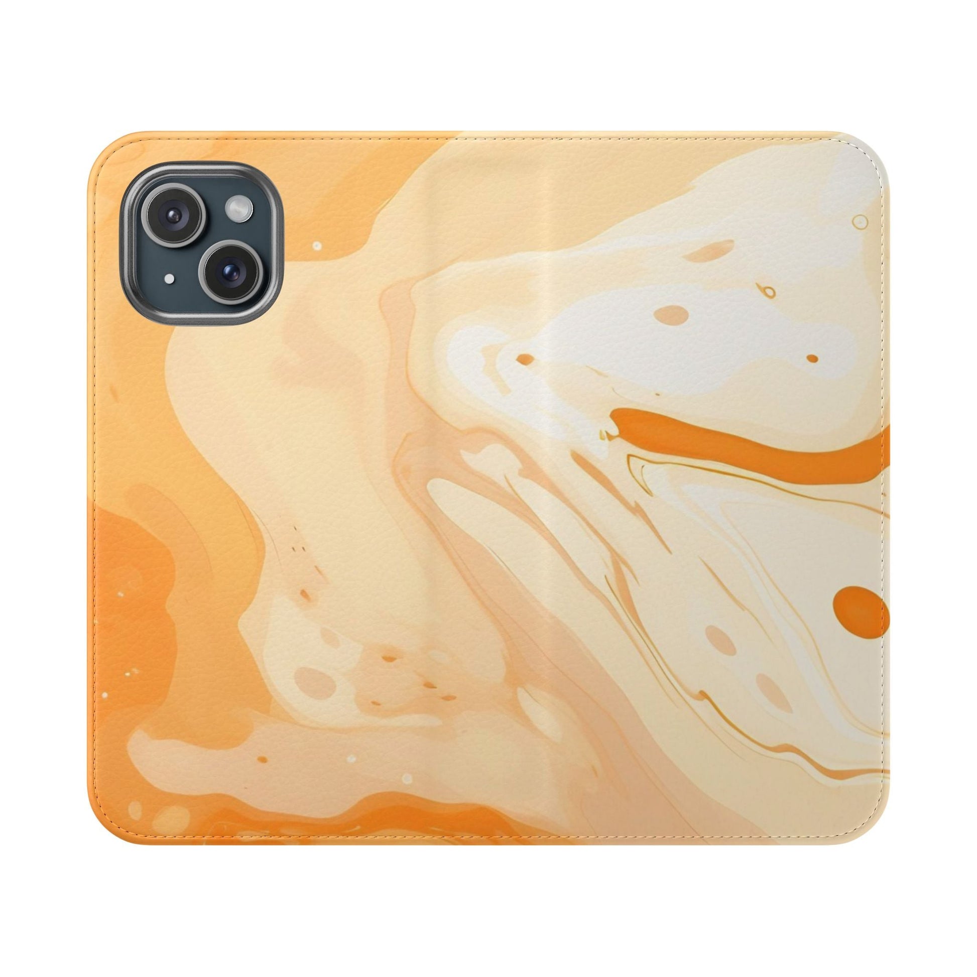 Orange Cream Marble Flip Cases, Artsulli - Art is Long, Life is Short, Phone Case, Size, iPhone 15, , , , , 28685883408035486799