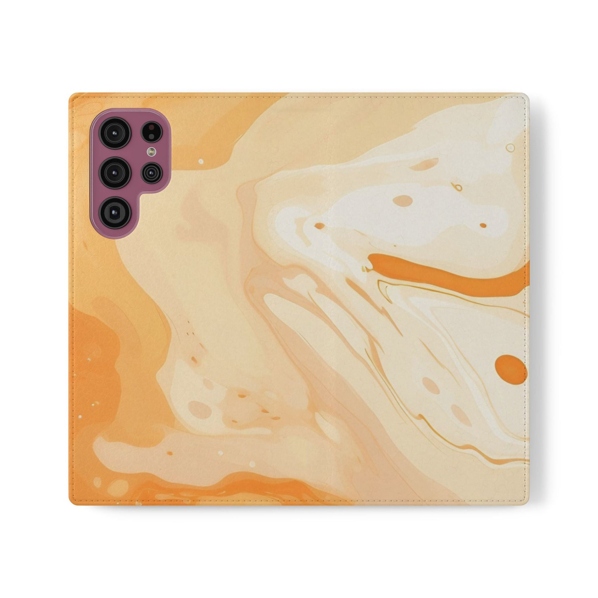 Orange Cream Marble Flip Cases, Artsulli - Art is Long, Life is Short, Phone Case, Size, Samsung Galaxy S22 Ultra, , , , , 23257423406031706348