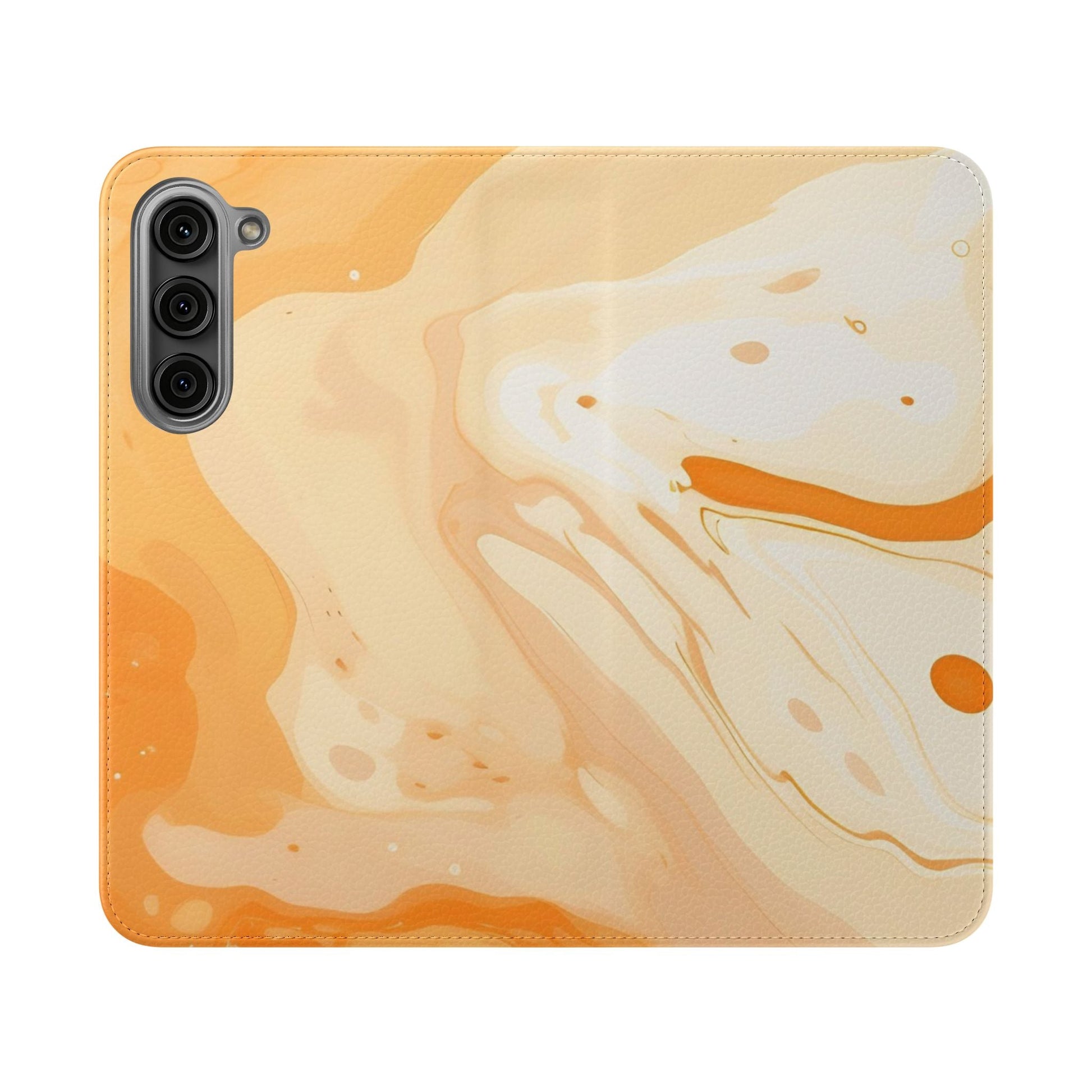 Orange Cream Marble Flip Cases, Artsulli - Art is Long, Life is Short, Phone Case, Size, Samsung Galaxy S23 Plus, , , , , 87995986826063369143