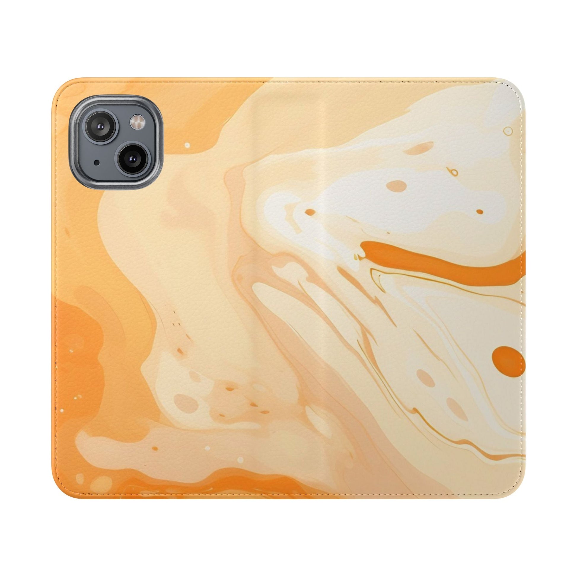 Orange Cream Marble Flip Cases, Artsulli - Art is Long, Life is Short, Phone Case, Size, iPhone 14, , , , , 33025840675416146399