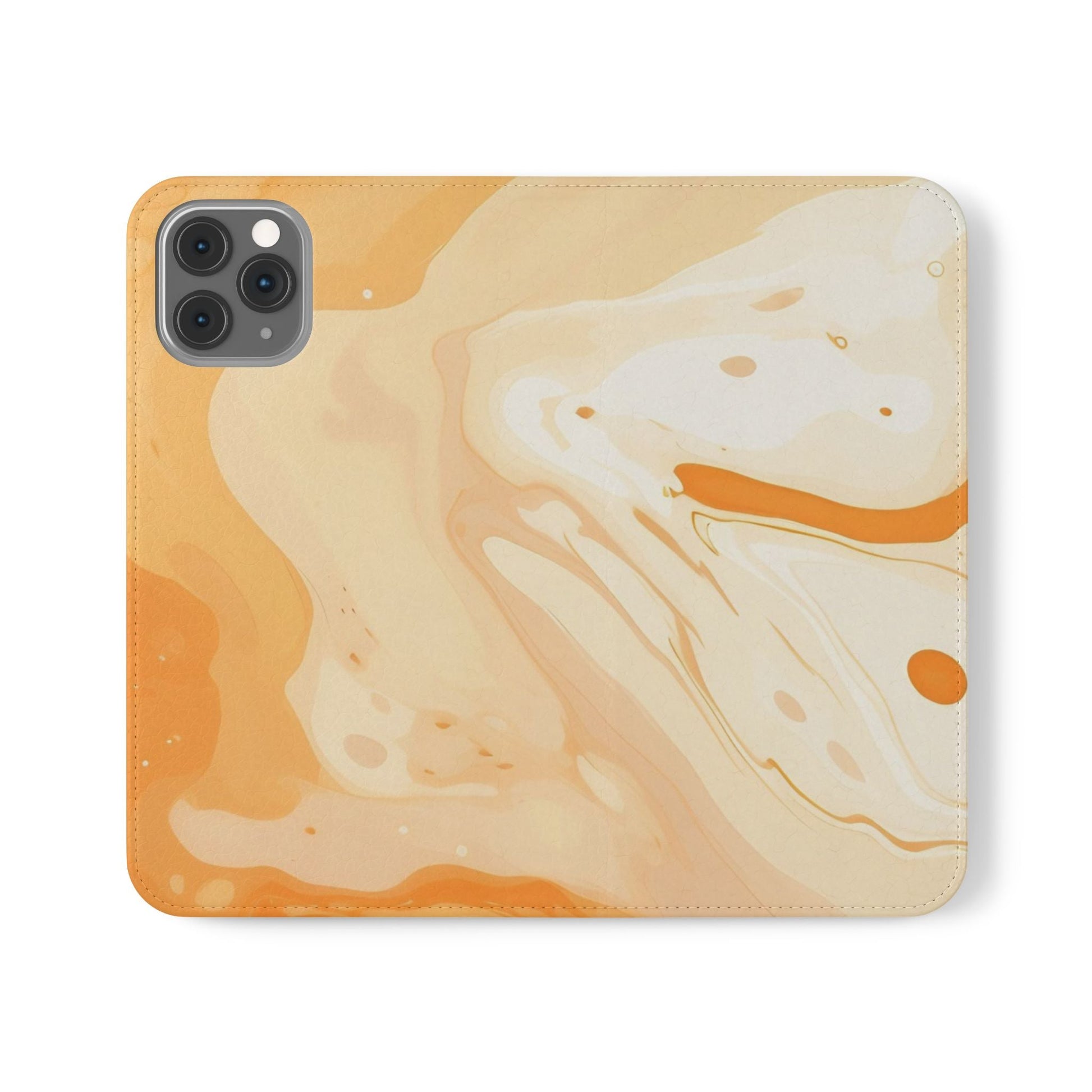 Orange Cream Marble Flip Cases, Artsulli - Art is Long, Life is Short, Phone Case, Size, iPhone 11 Pro, , , , , 14895443715280207567