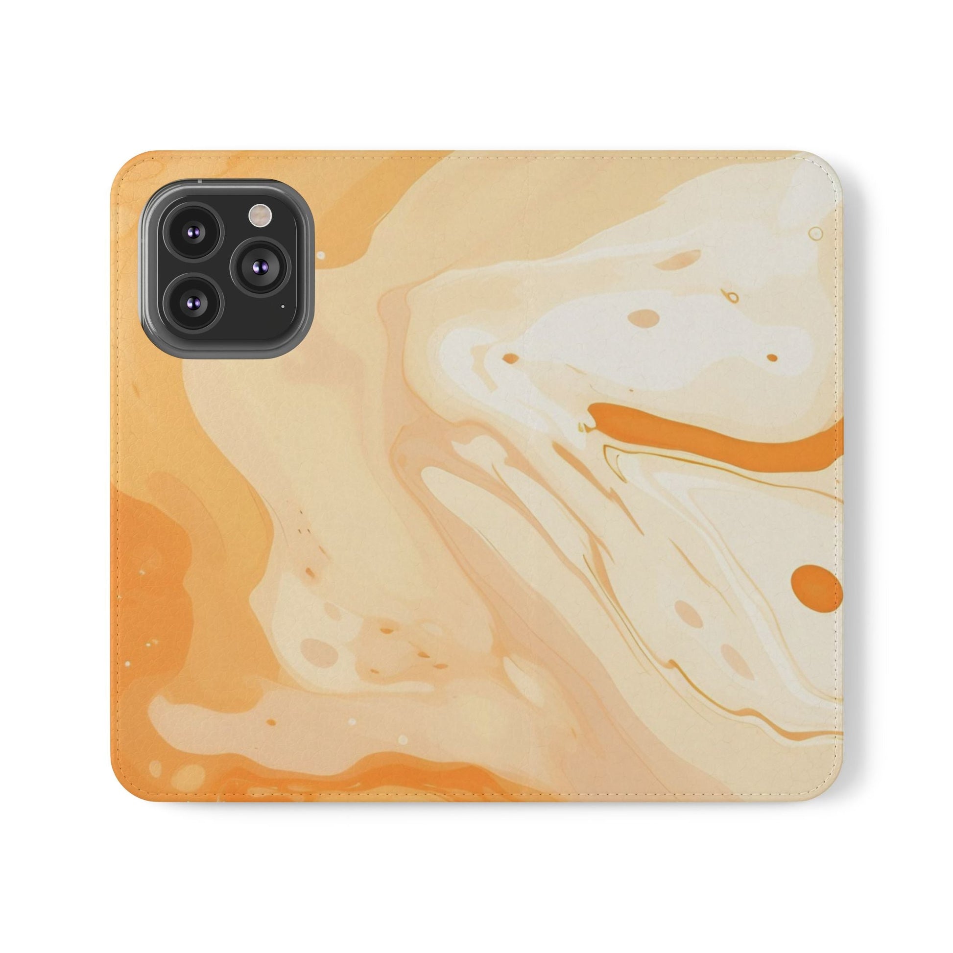 Orange Cream Marble Flip Cases, Artsulli - Art is Long, Life is Short, Phone Case, Size, iPhone 13 Pro, , , , , 15256835272019256412