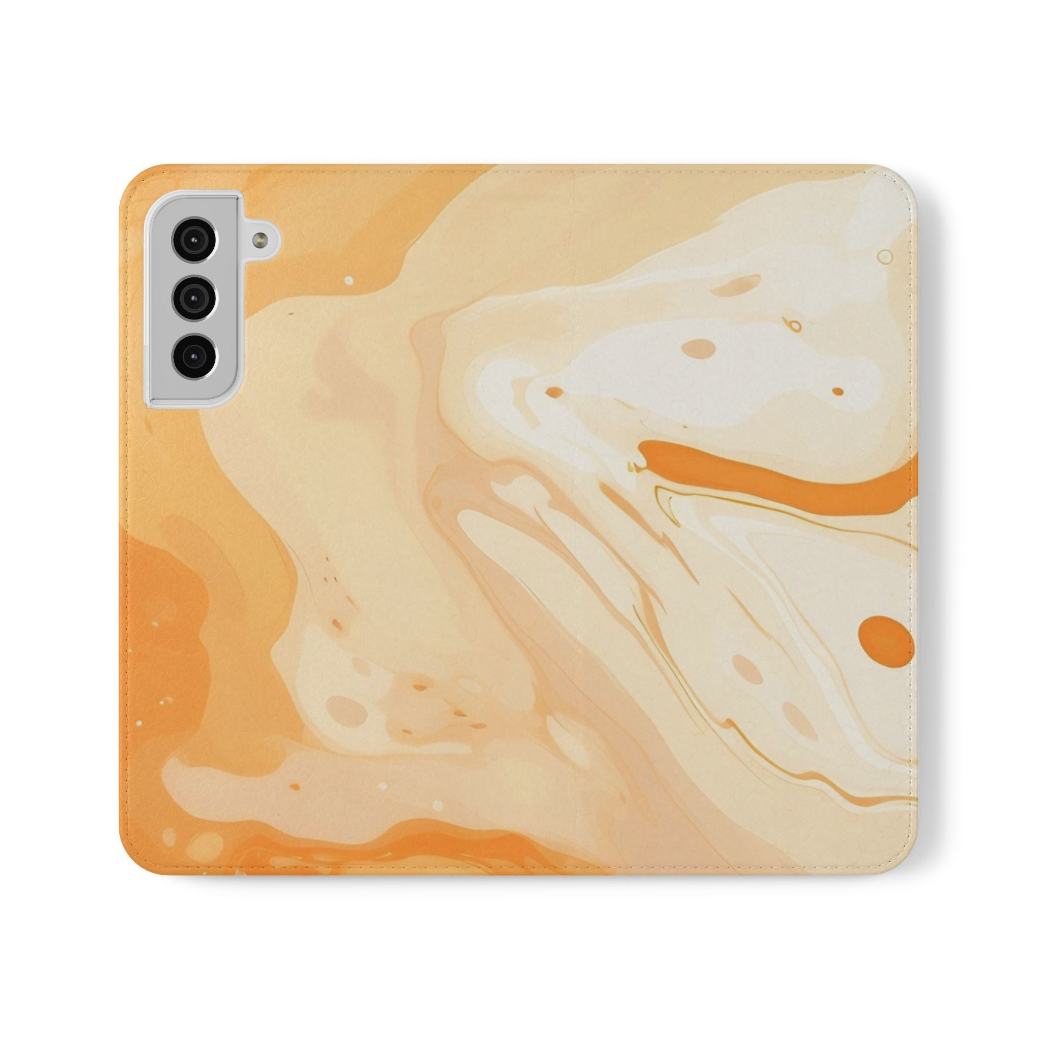 Orange Cream Marble Flip Cases, Artsulli - Art is Long, Life is Short, Phone Case, Size, Samsung Galaxy S22 Plus, , , , , 20103937323696899215