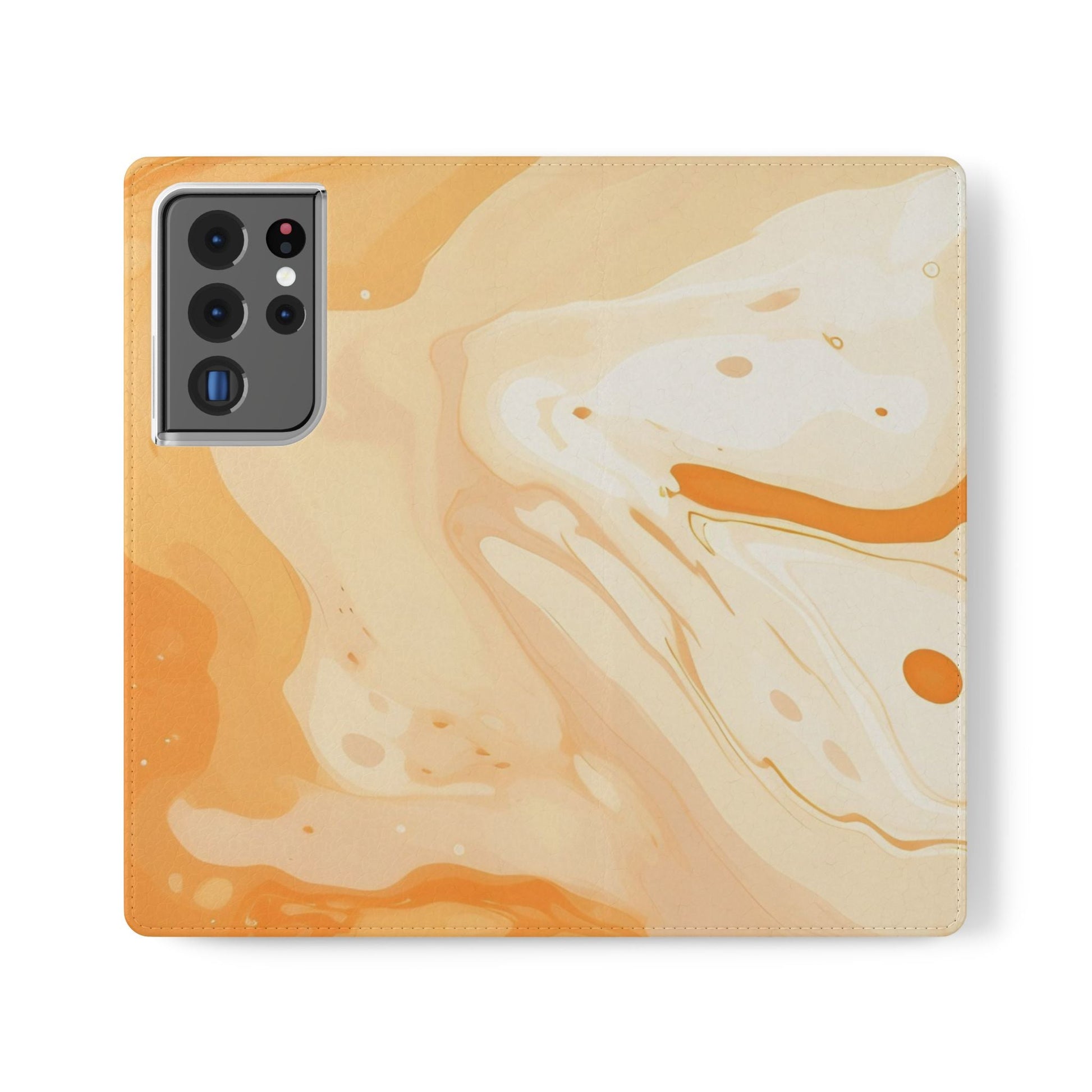 Orange Cream Marble Flip Cases, Artsulli - Art is Long, Life is Short, Phone Case, Size, Samsung Galaxy S21 Ultra, , , , , 20305005775384394698
