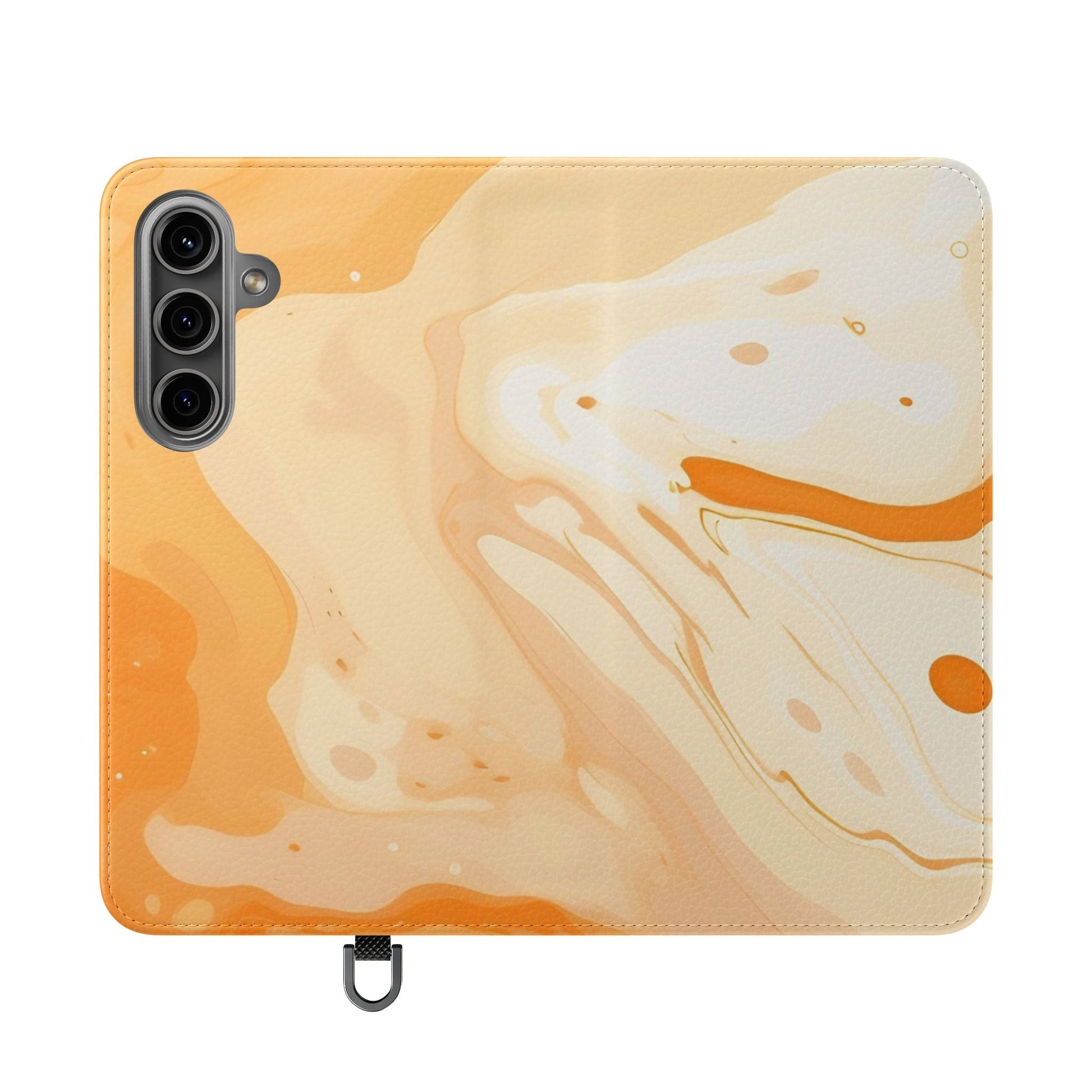 Orange Cream Marble Flip Cases, Artsulli - Art is Long, Life is Short, Phone Case, Size, Samsung Galaxy S24, , , , , 28919553693283029379