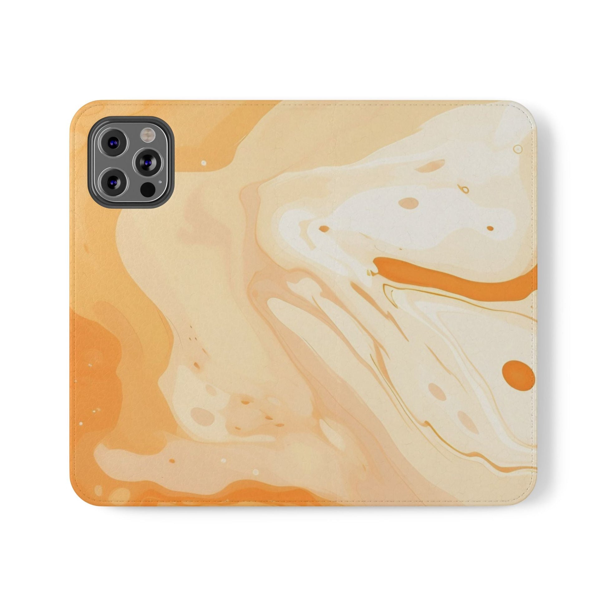 Orange Cream Marble Flip Cases, Artsulli - Art is Long, Life is Short, Phone Case, Size, iPhone 12 Pro, , , , , 20521056047885725500