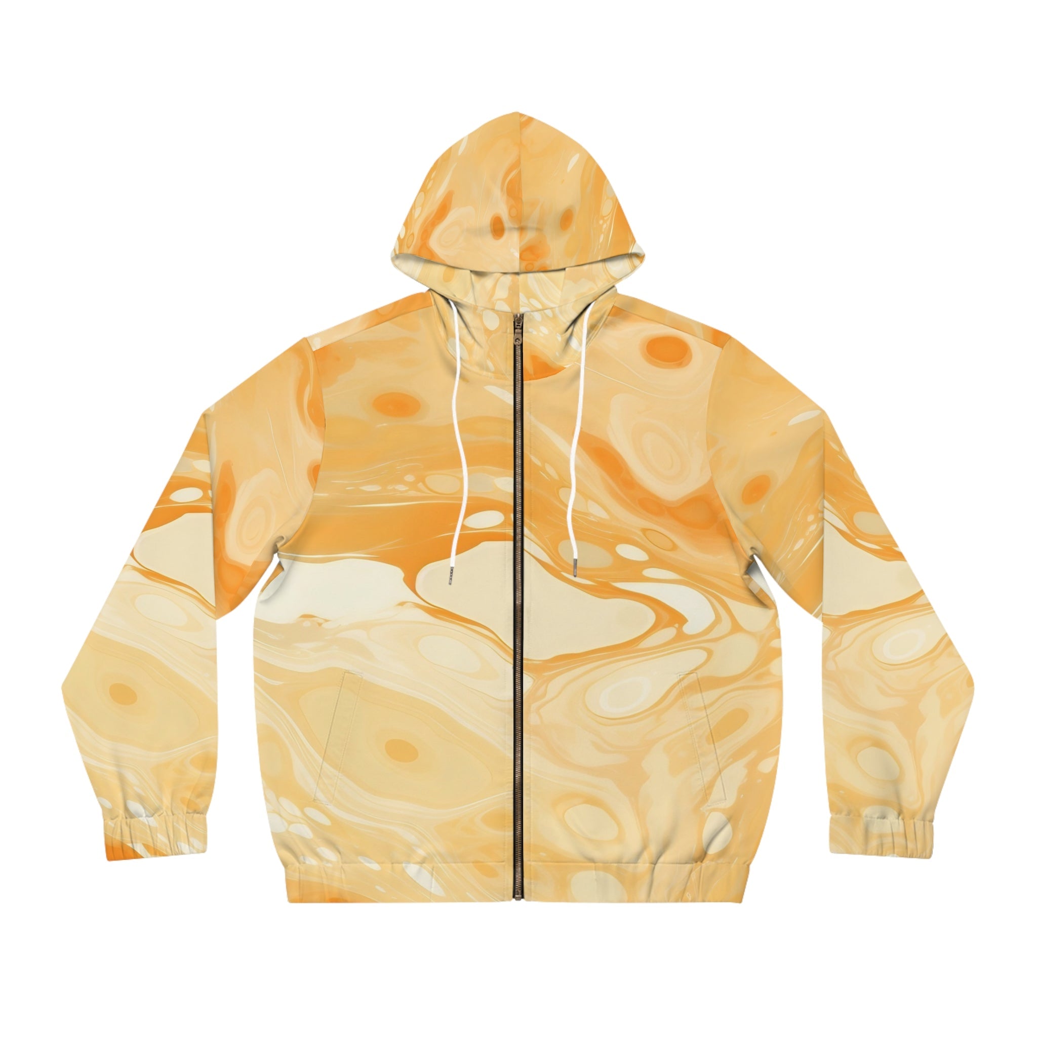 Orange Cream Marble Full Zip Hoodie, Artsulli - Art is Long, Life is Short, All Over Prints, Size, S, Color, White, , , 25594133347878277571